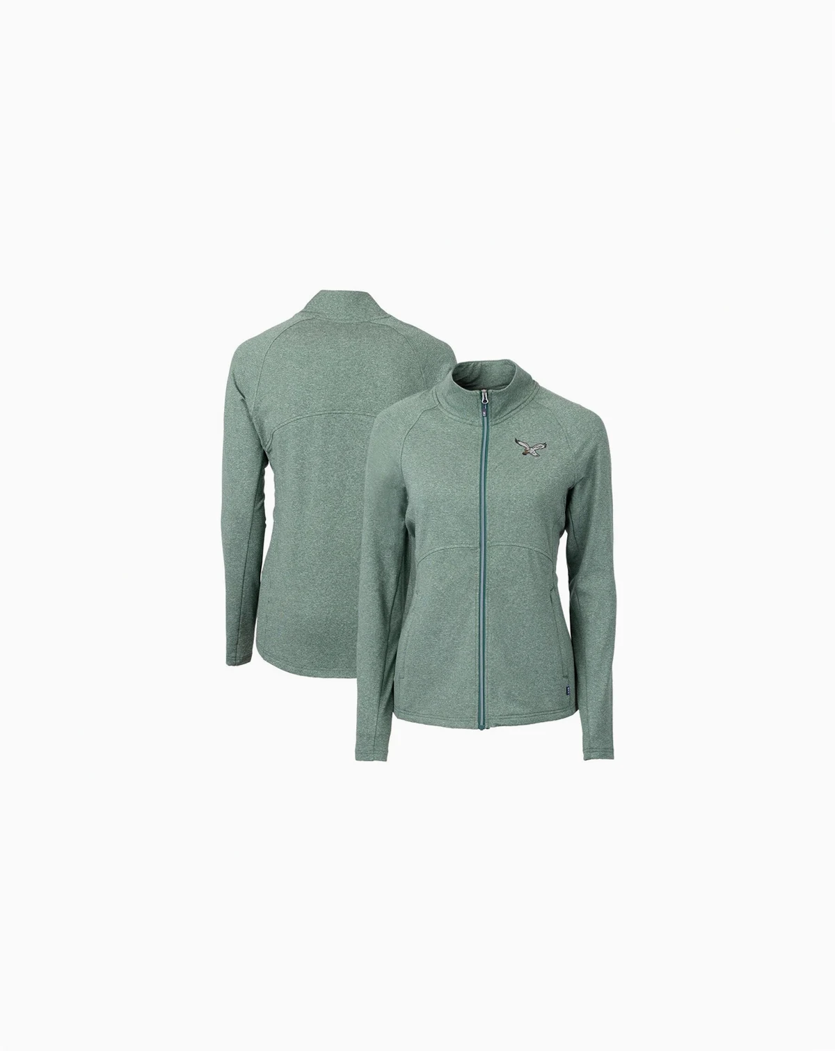 Women's Heather Green Philadelphia Eagles Gridiron Classics Logo Adapt Eco Knit Heather Full-Zip Jacket