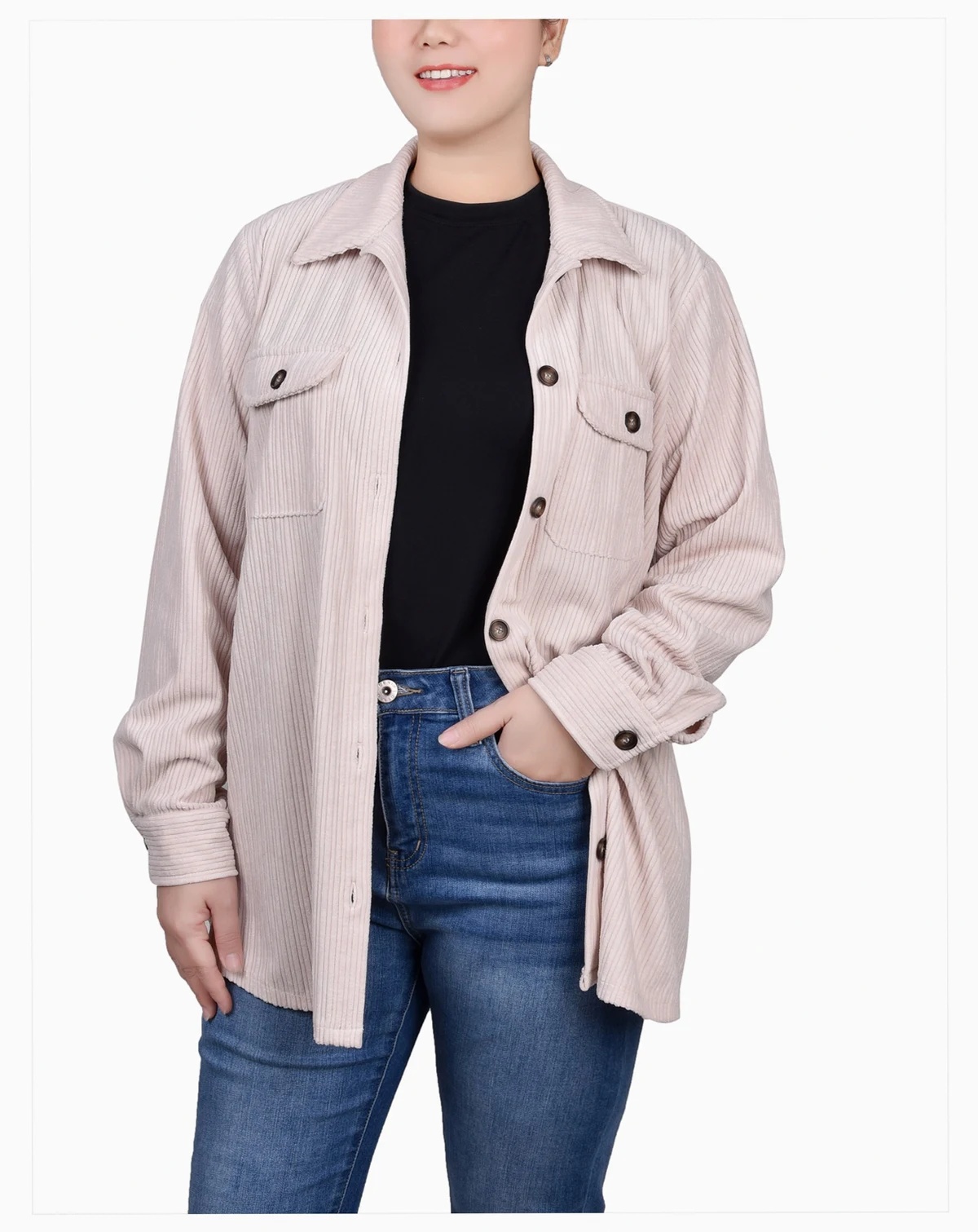 Women's Long Sleeve Corduroy Shirt Jacket