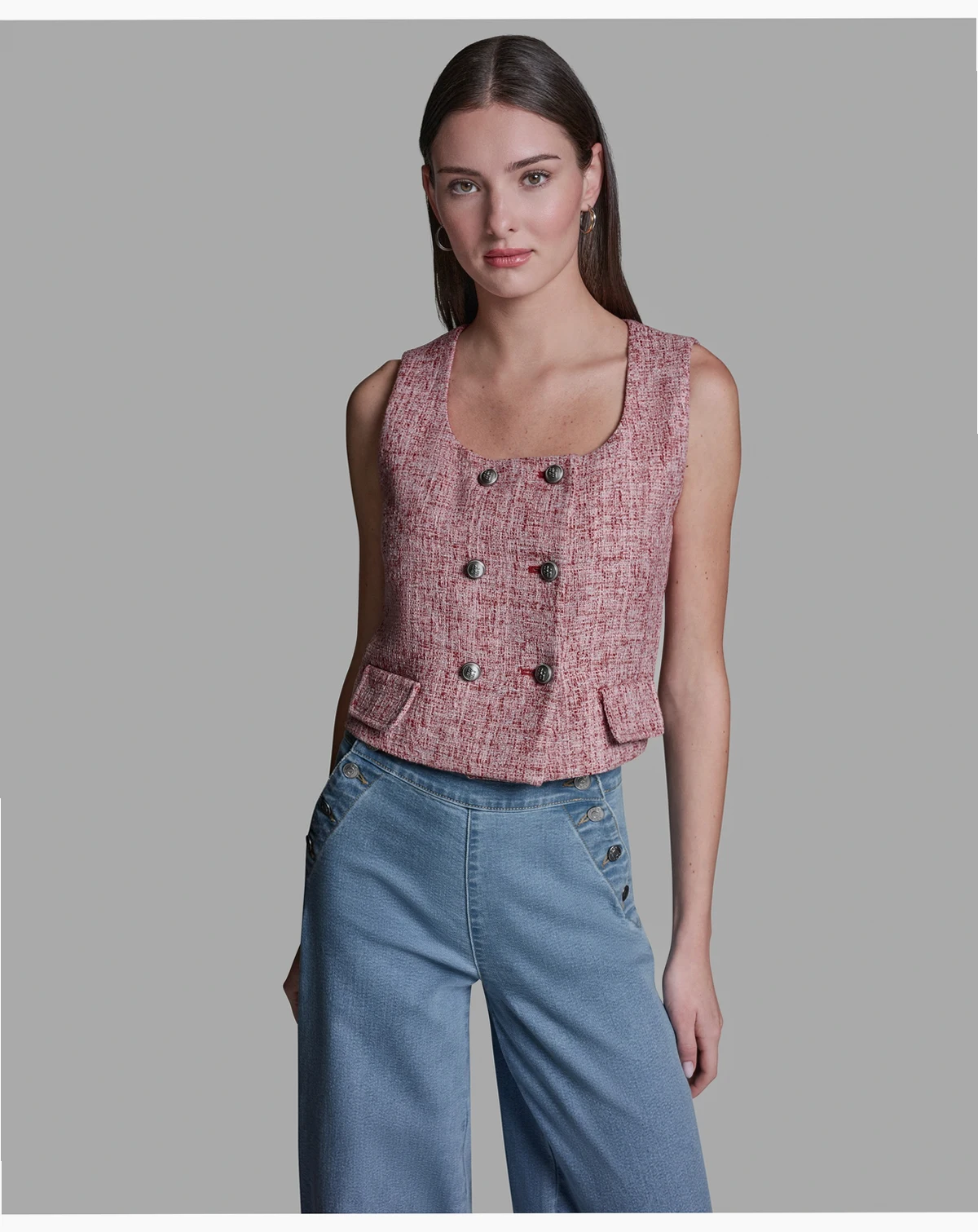 Women's Square Neck Double Breasted Vest