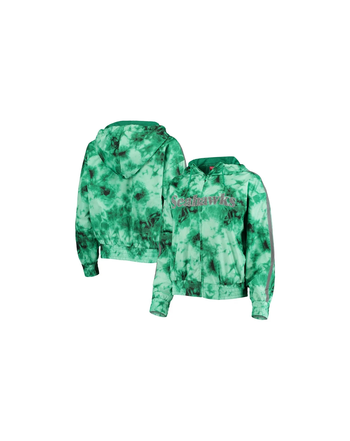 Women's Neon Green Seattle Seahawks Galaxy Full-Zip Windbreaker Hoodie Jacket