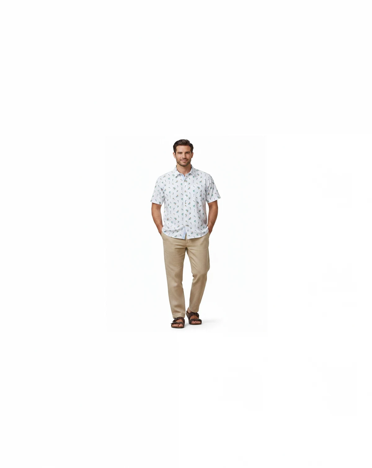 Men's Spread Collar Short-Sleeve Shirt