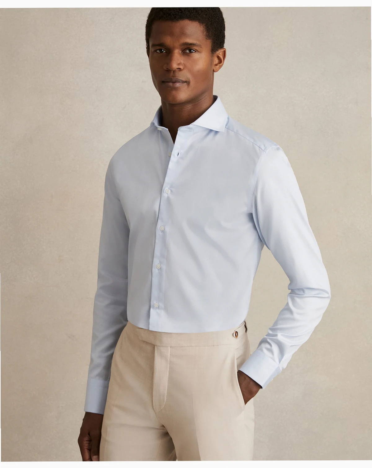 Men's Cotton-Twill Two-Fold Slim-Fit Shirt