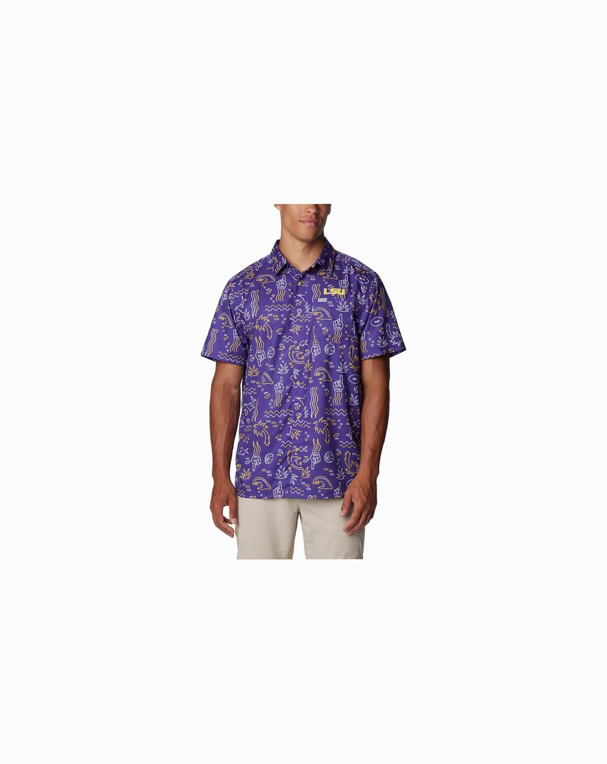 Men's Purple LSU Tigers Super Slack Tide Omni-Wick Button-Up Shirt