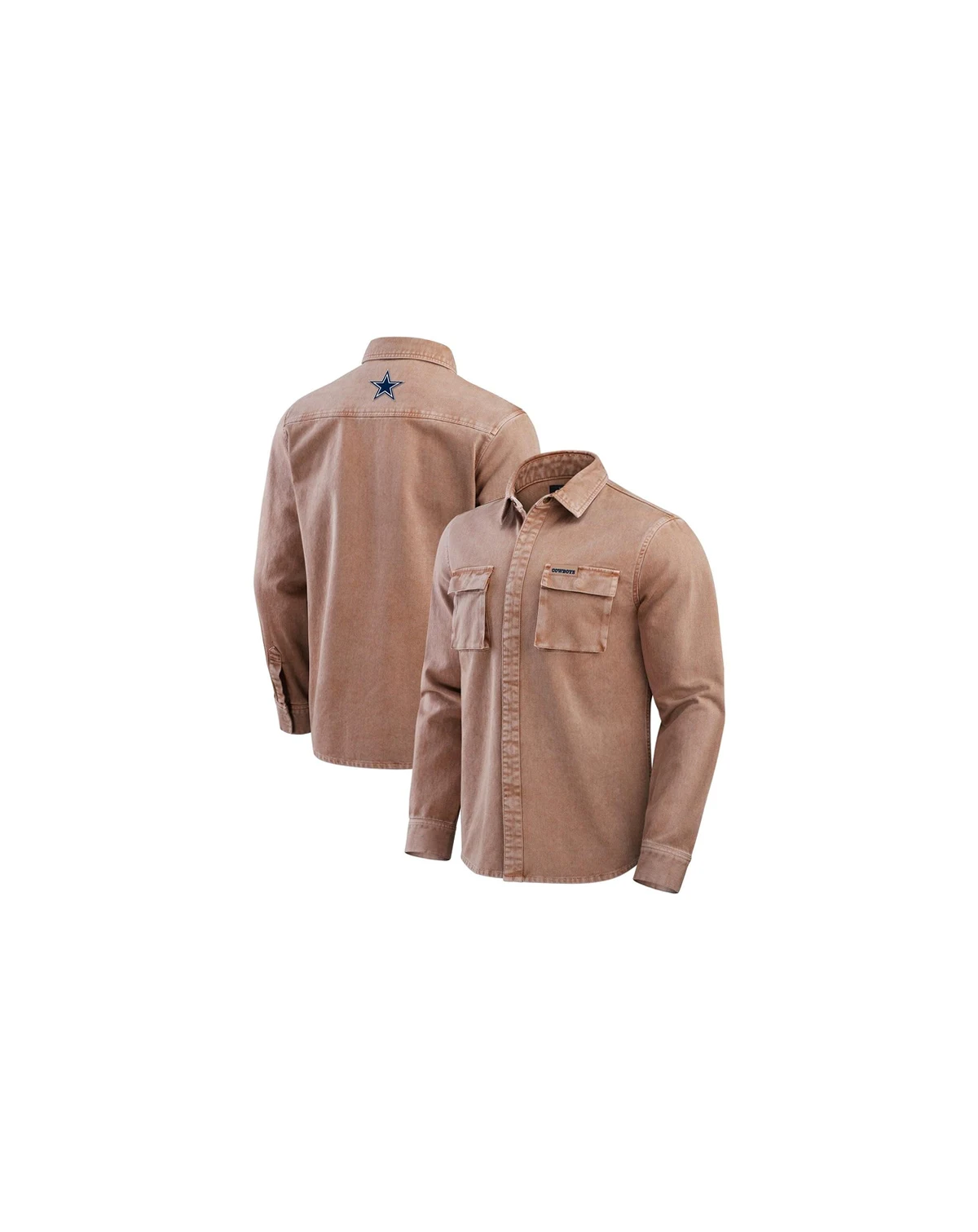 Men's Brown Dallas Cowboys Garment Dyed Long Sleeve Full Snap Shirt