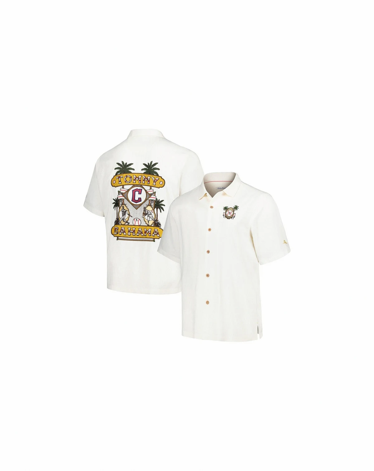 Men's White Cleveland Guardians Pitcher's Paradiso Button-Up Camp Shirt