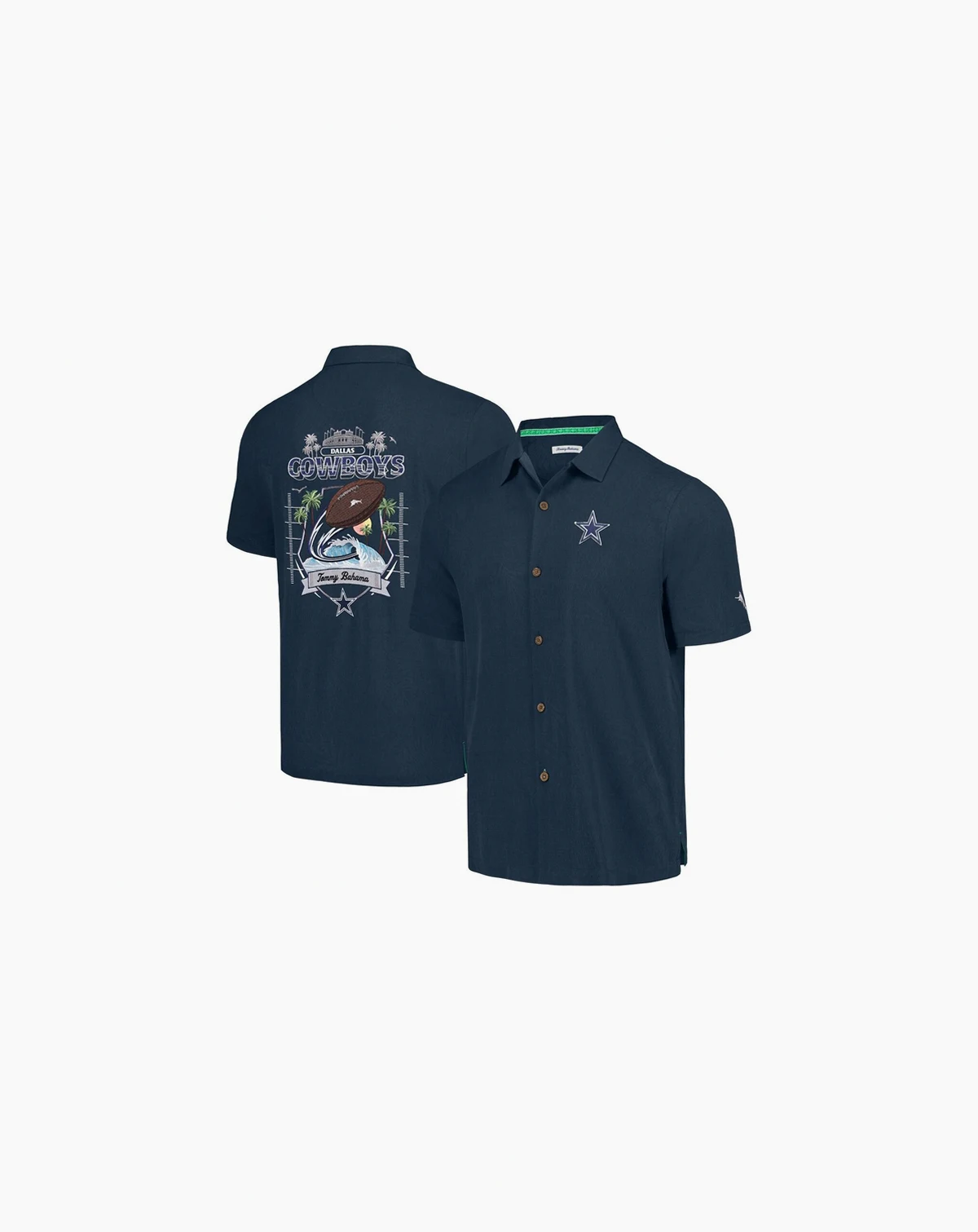 Men's Navy Dallas Cowboys Tidal Kickoff Camp Button-Up Shirt