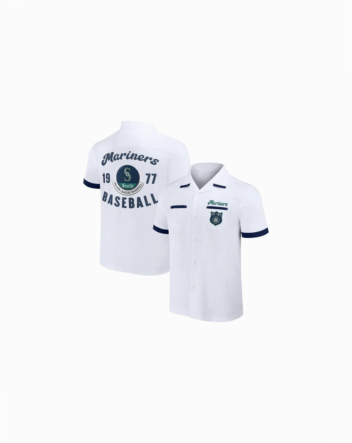Men's Darius Rucker Collection By White Seattle Mariners Bowling Button-Up Shirt