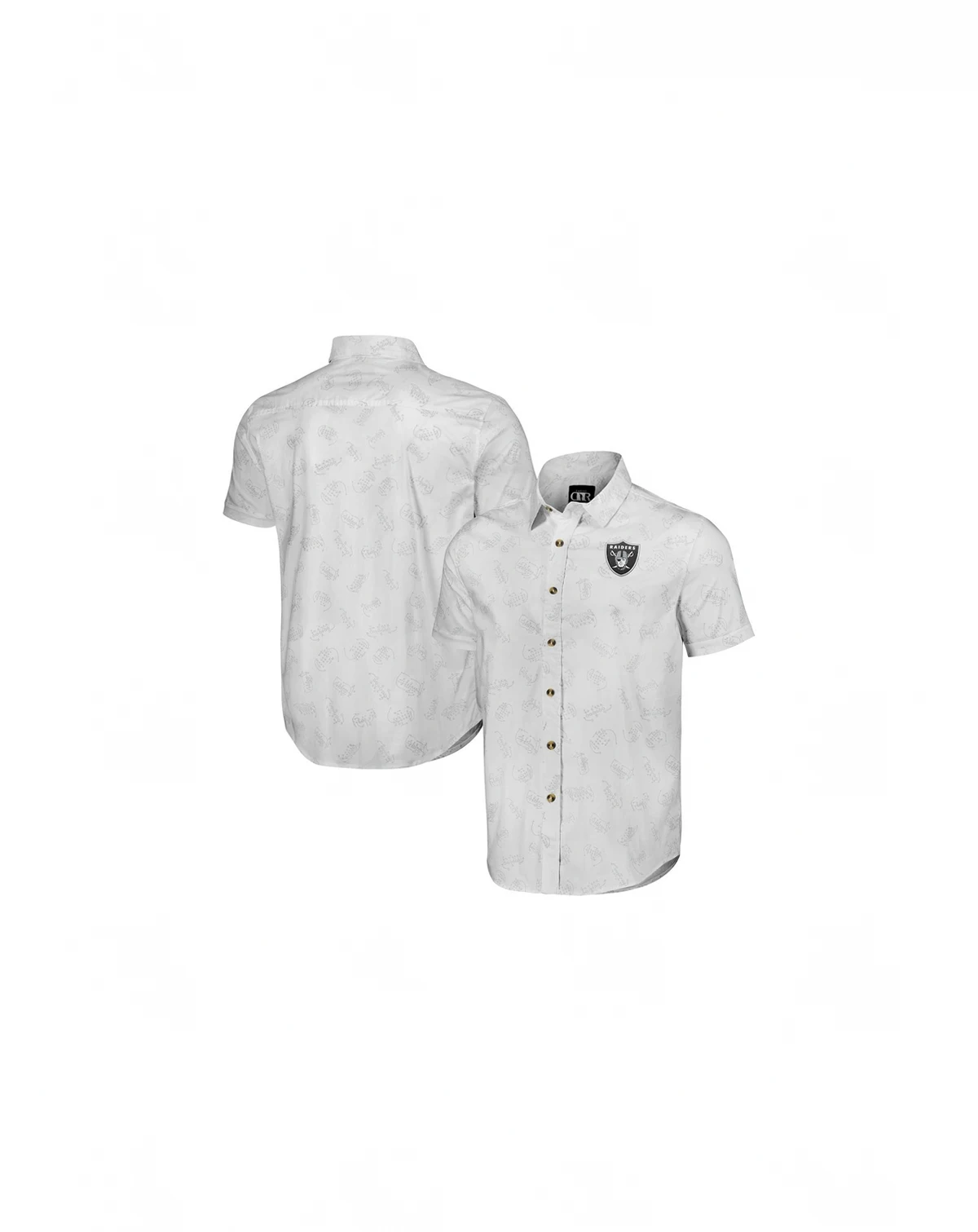Men's NFL x Darius Rucker Collection by White Las Vegas Raiders Woven Short Sleeve Button Up Shirt