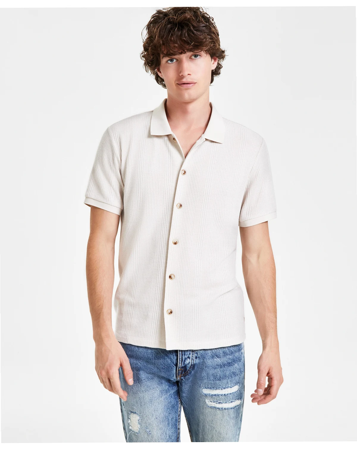 Men's Joshua Textured-Knit Button-Down Shirt