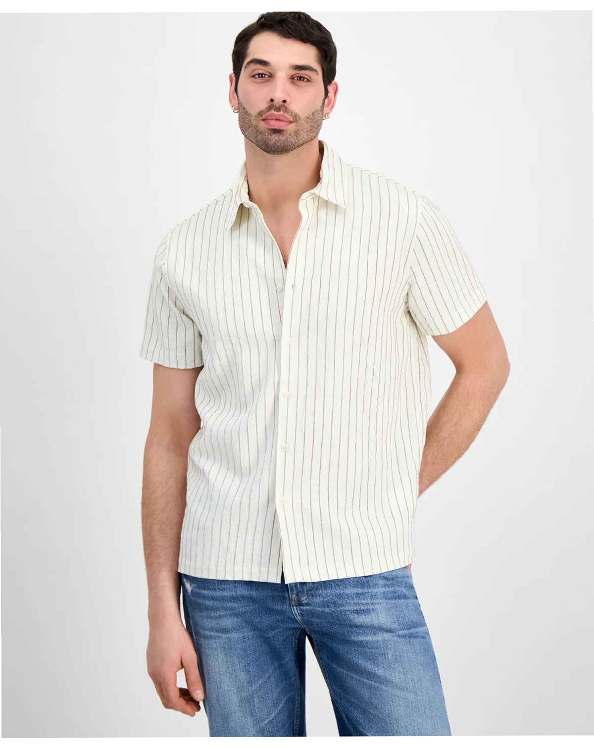 Men's Redford Stripe Woven Short-Sleeve Shirt