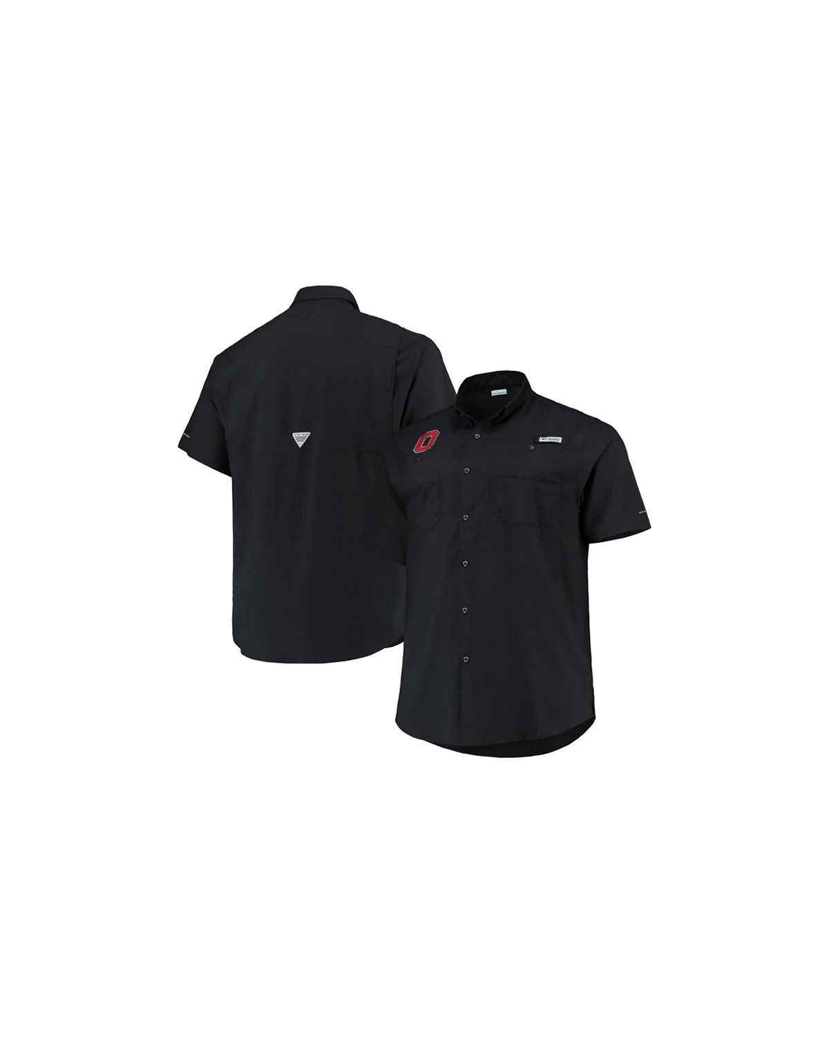 Men's Black Ohio State Buckeyes Big and Tall Tamiami Omni-Shade Button-Down Shirt