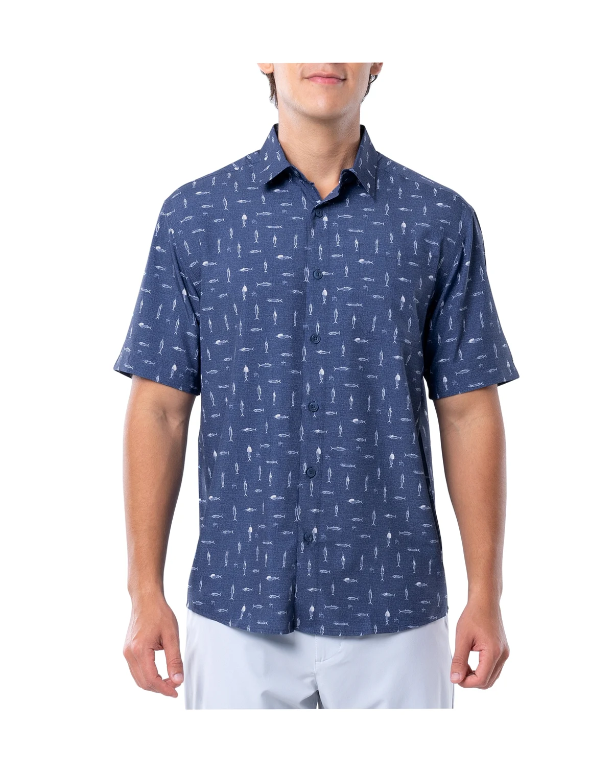 Men's Short-Sleeve Cationic Hooks Fishing Shirt