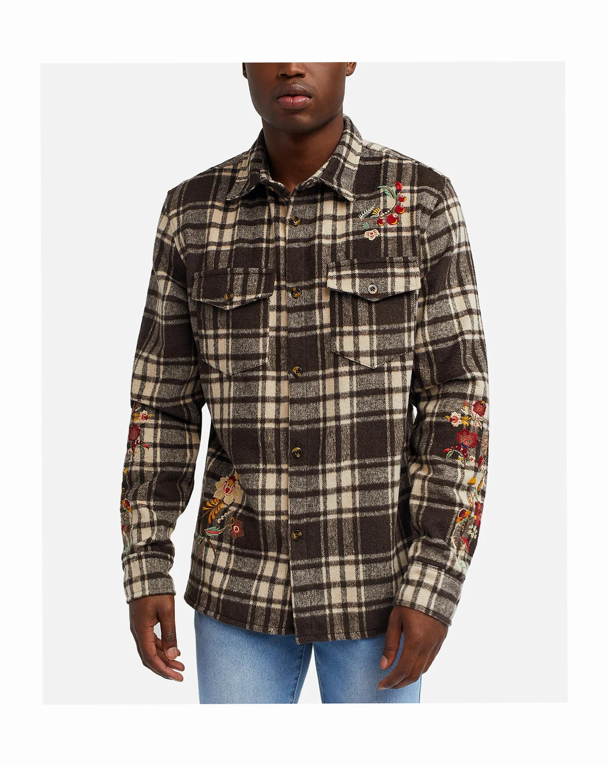 Men's Botanic Embroidered Long Sleeves Overshirt