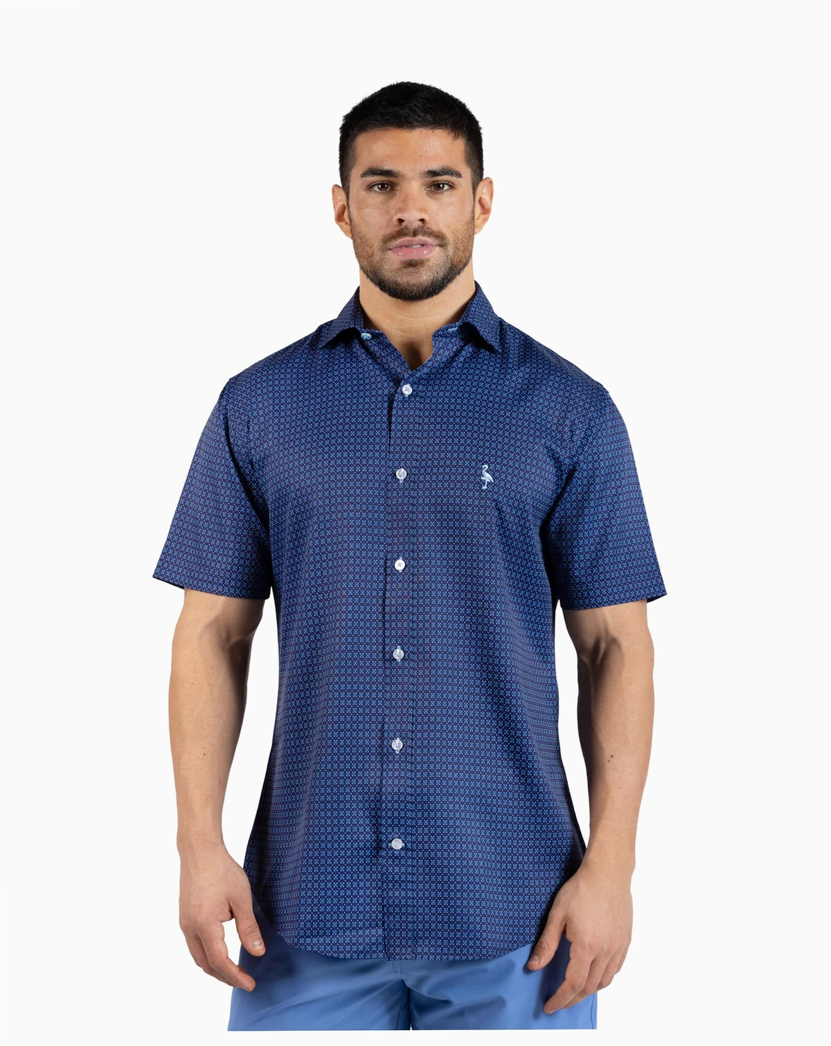 Men's Geo Floral Printed Performance Short Sleeve Shirt