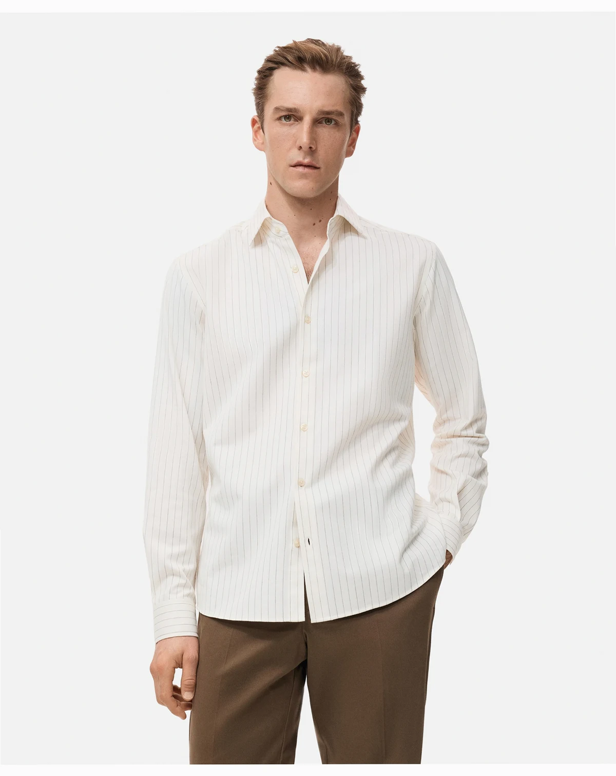 Men's Cotton Regular-Fit Striped Shirt