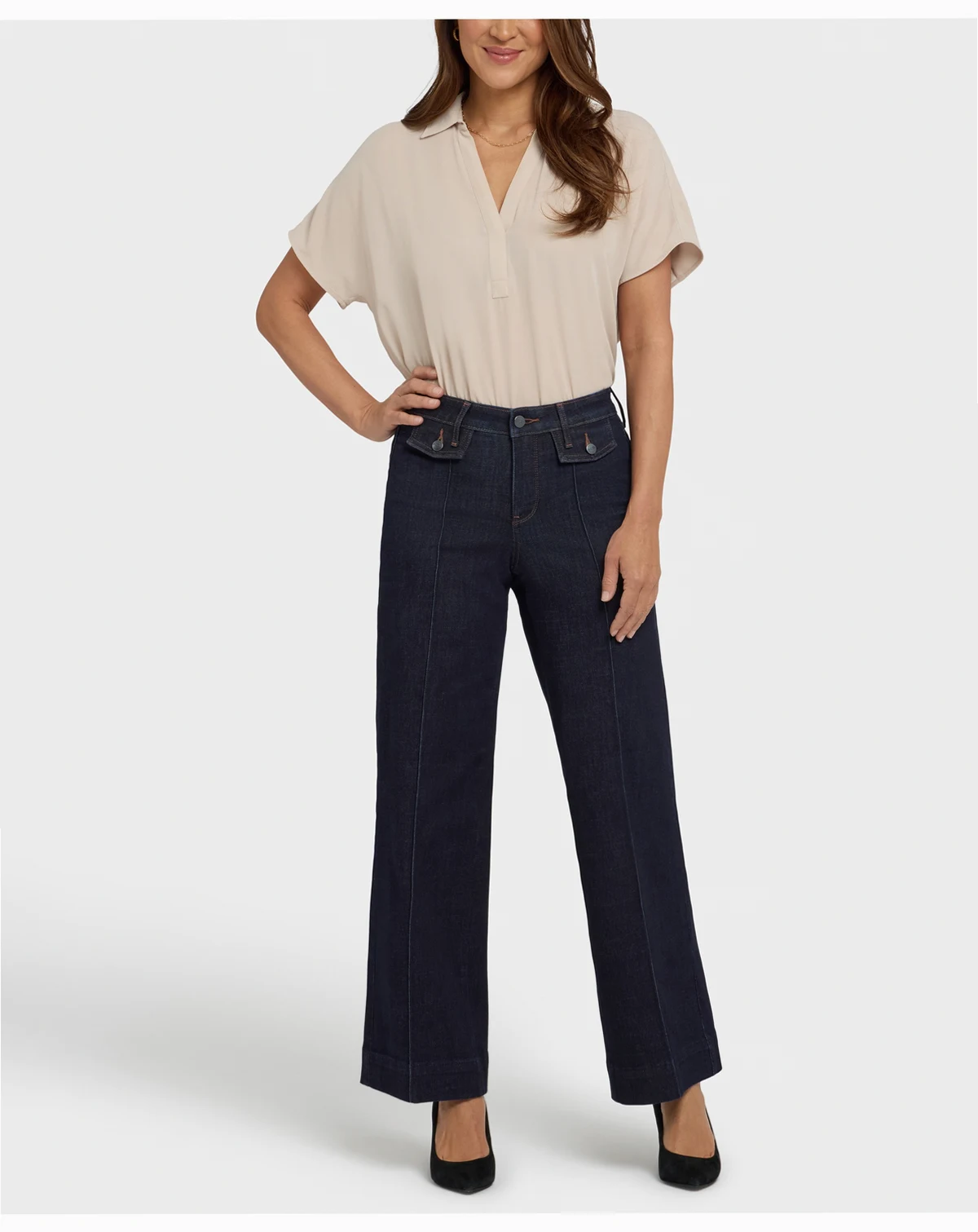 Petite Teresa Wide-Leg Seam Jeans
