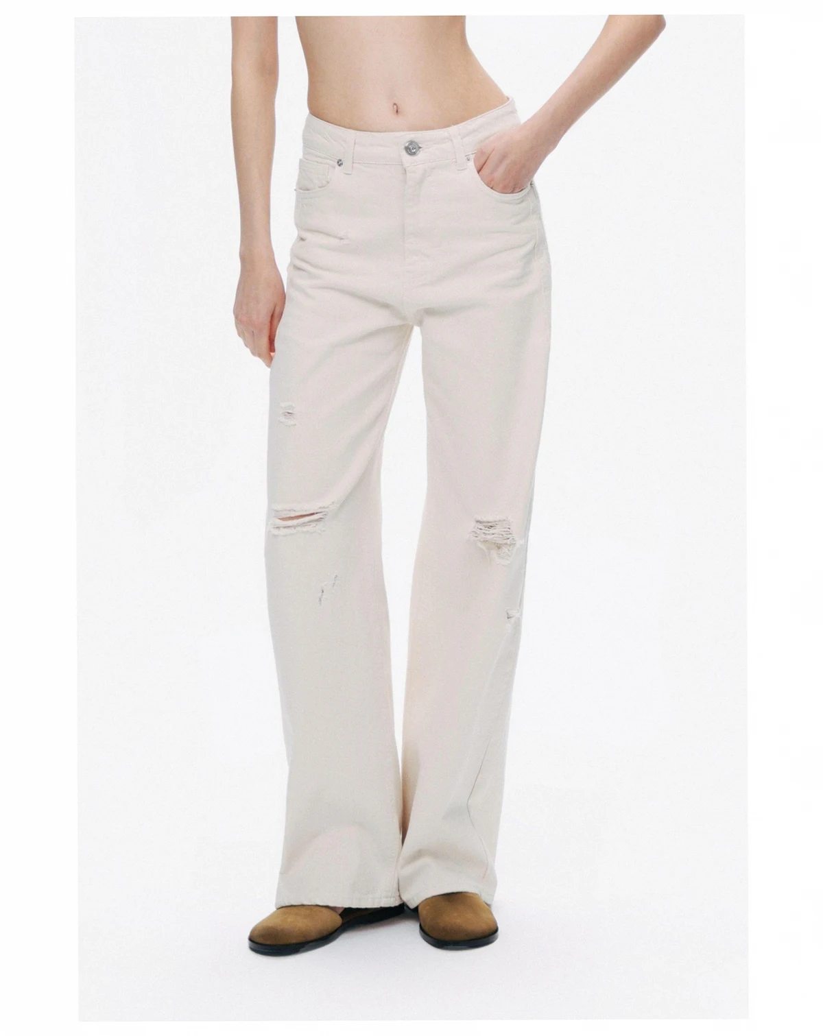 Women's Stone Detailed Wide Leg Jeans
