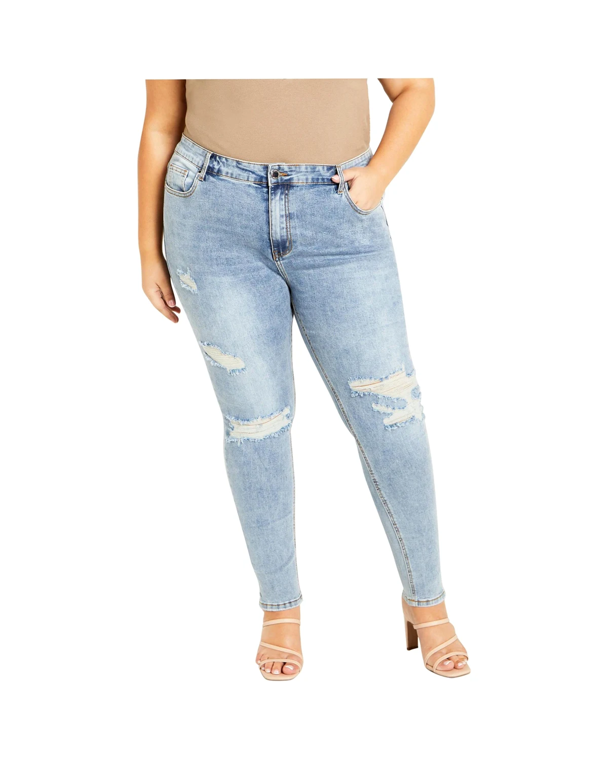 Plus Size Asha Jojo Distressed Detail Crop Jean
