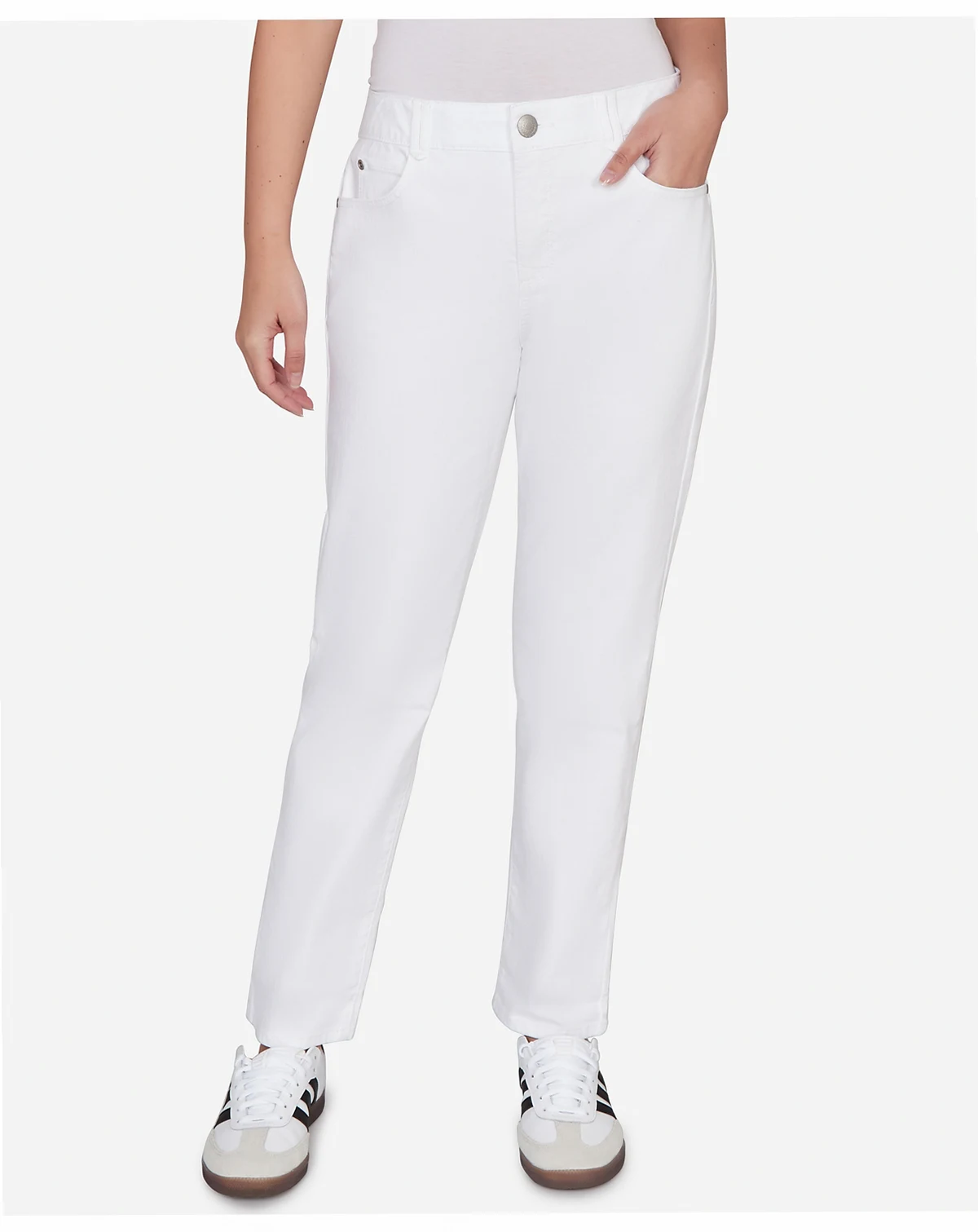 Petite Curve Enhancing Five Pocket Slim-Leg Jean