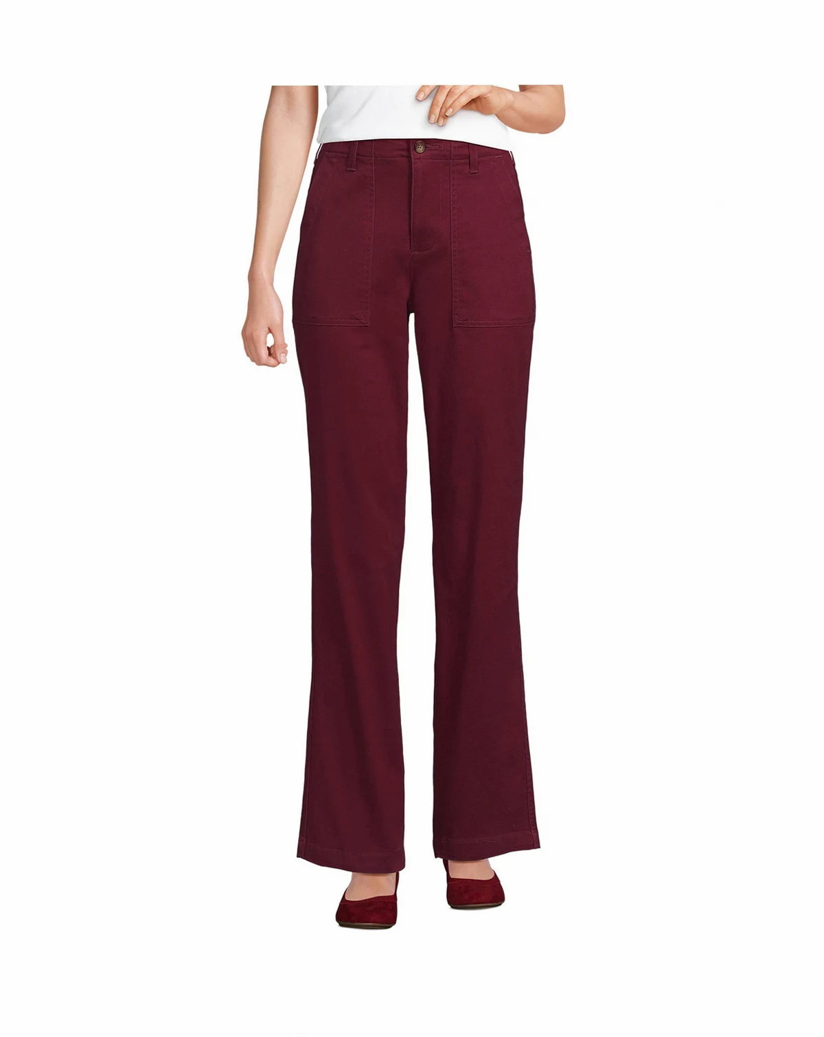 Petite High Rise Chino Utility Straight Leg Pants