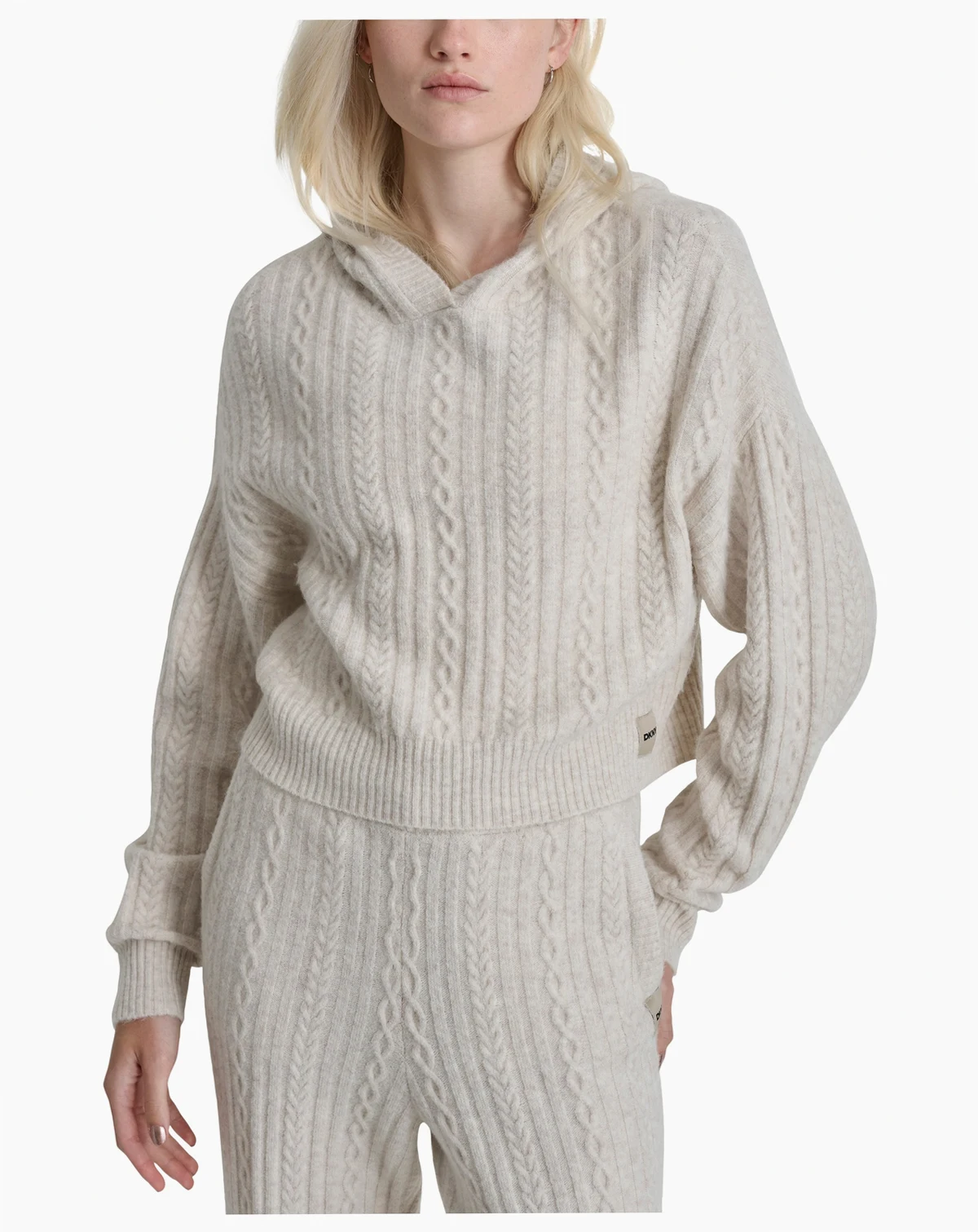 Women's Cable-Knit Pullover Hooded Sweater