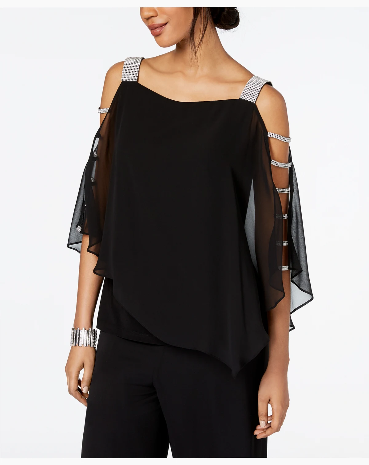 Embellished Cold-Shoulder Top