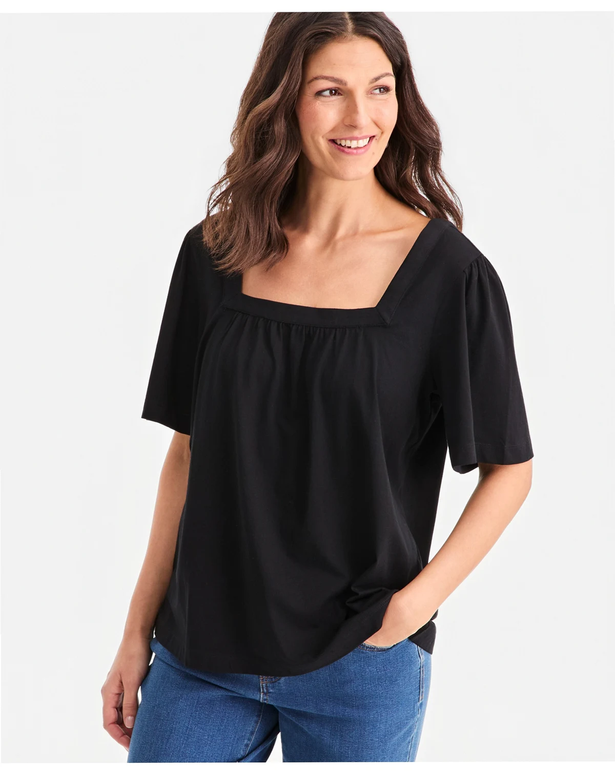 Women's Square-Neck Flutter-Sleeve Top, Macy's Exclusive