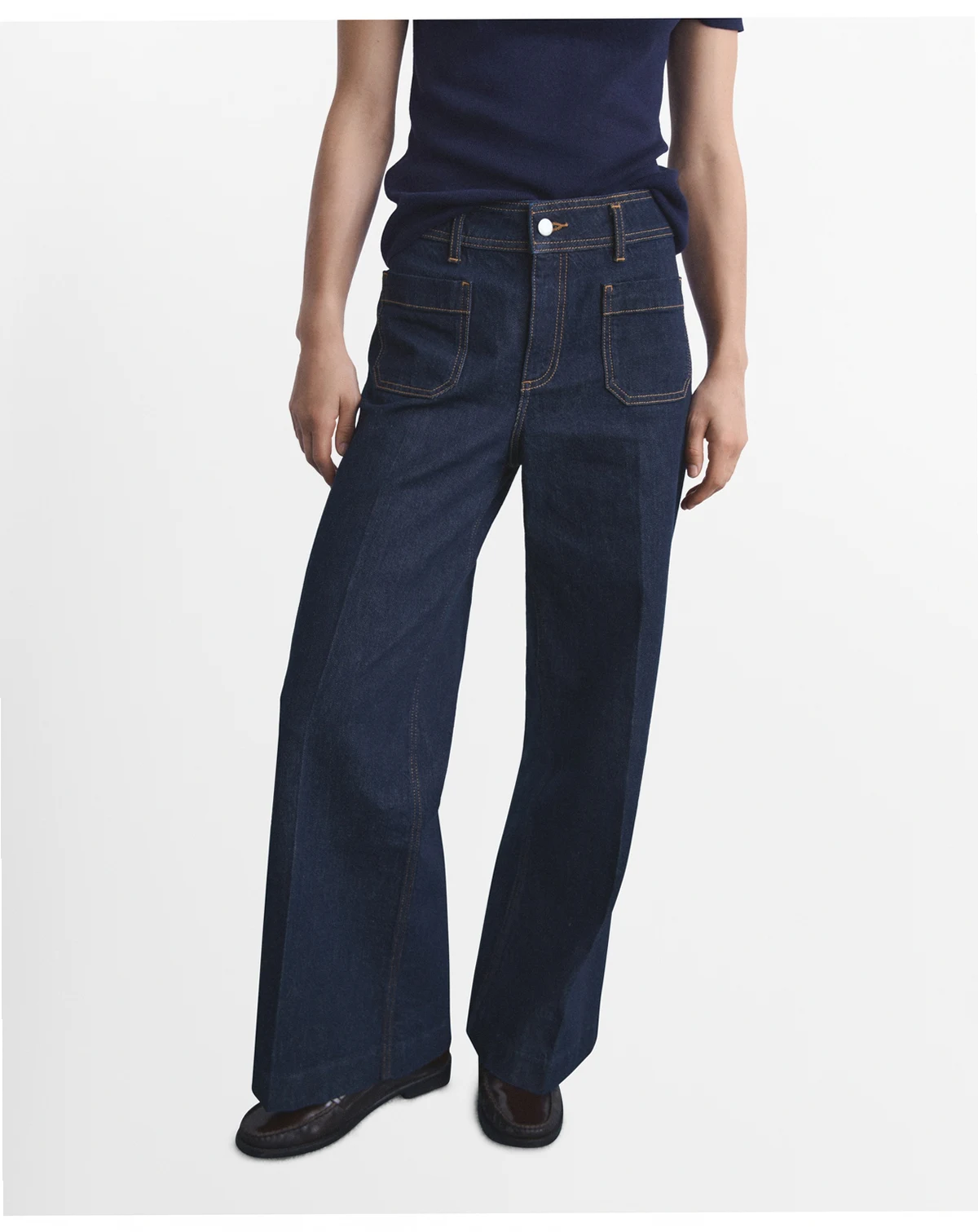 Women's Pockets Wide Leg Jeans