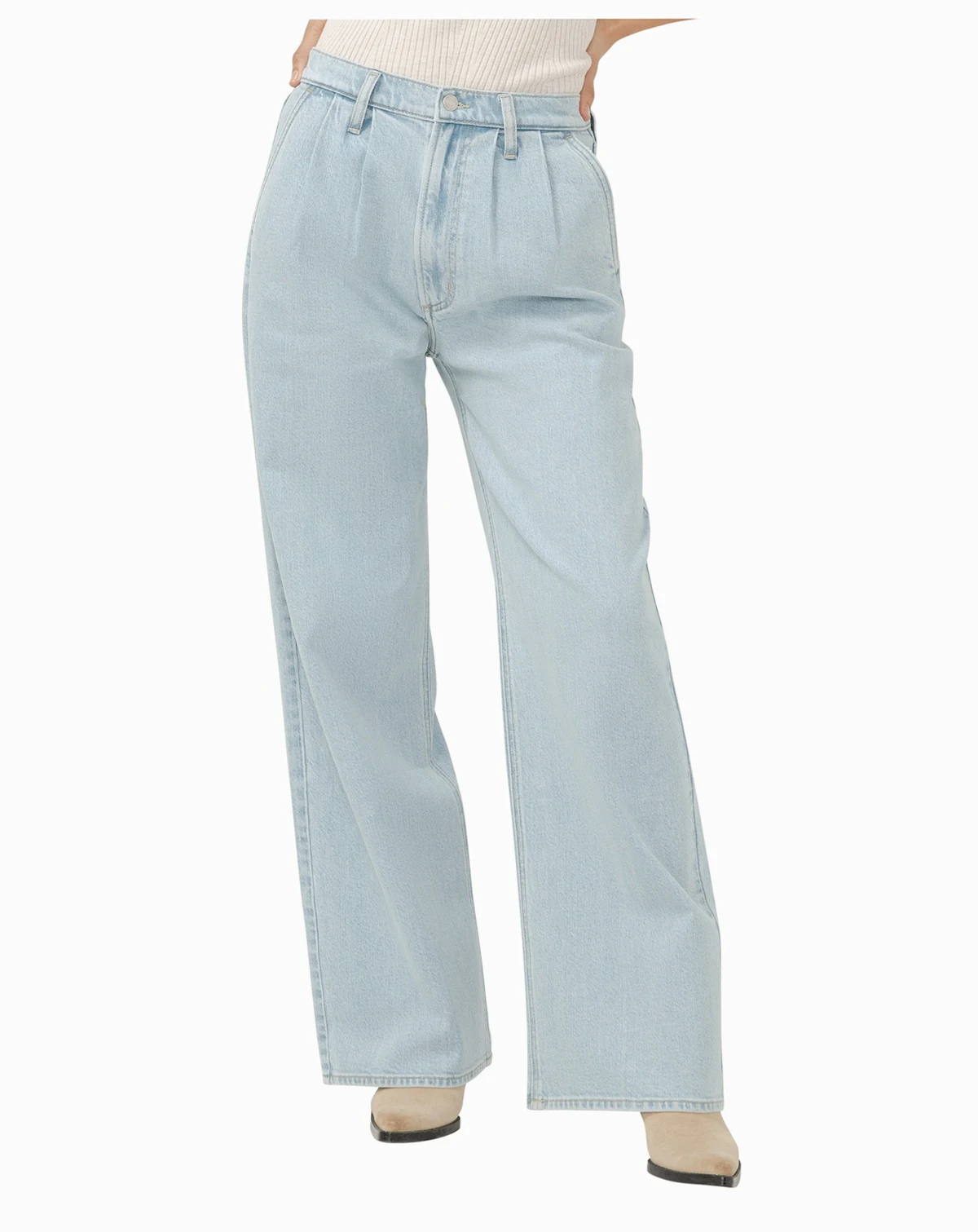Women's High Rise Pleated Trouser Jeans