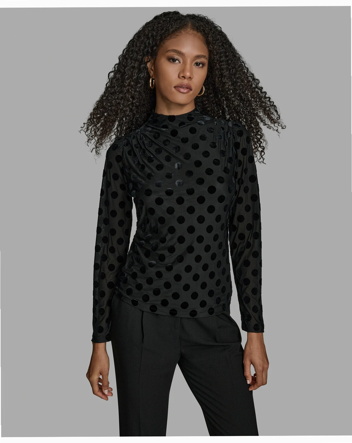 Women's Polka Dot Print Long Sleeve Blouse