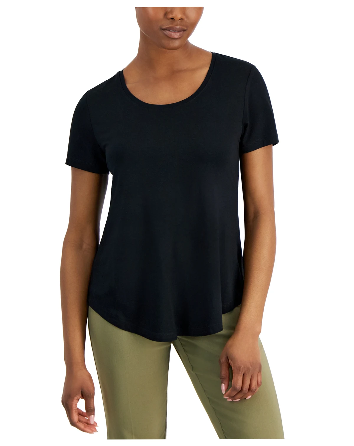 Petite Solid Rayon Span Short-Sleeve Top, Created for Macy's