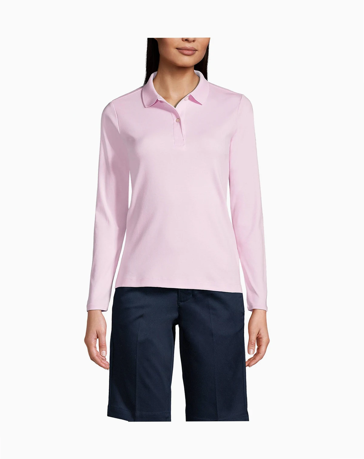 Women's Long Sleeve Feminine Fit Interlock Polo Shirt