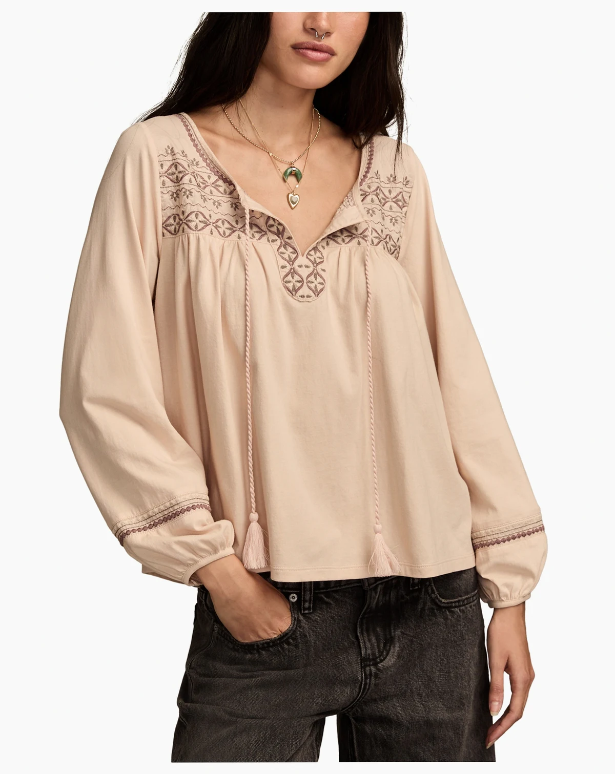 Women's Long Sleeve Peasant Top