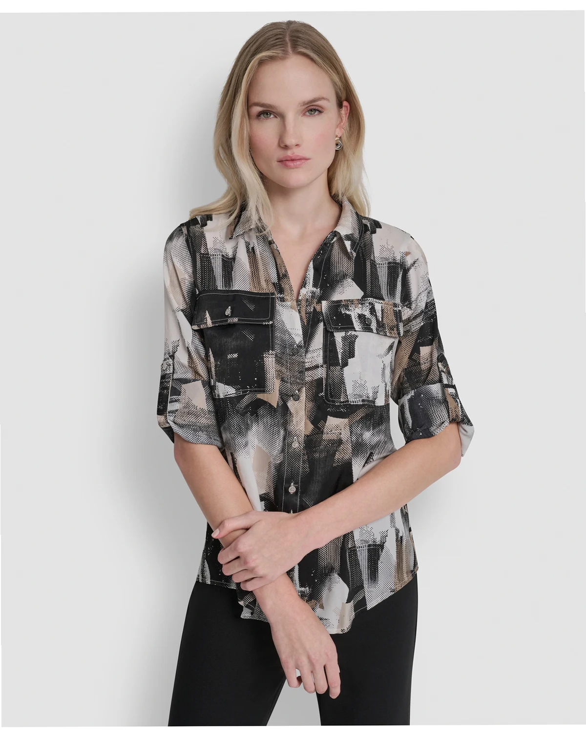Women's Printed Roll-Tab Shirt