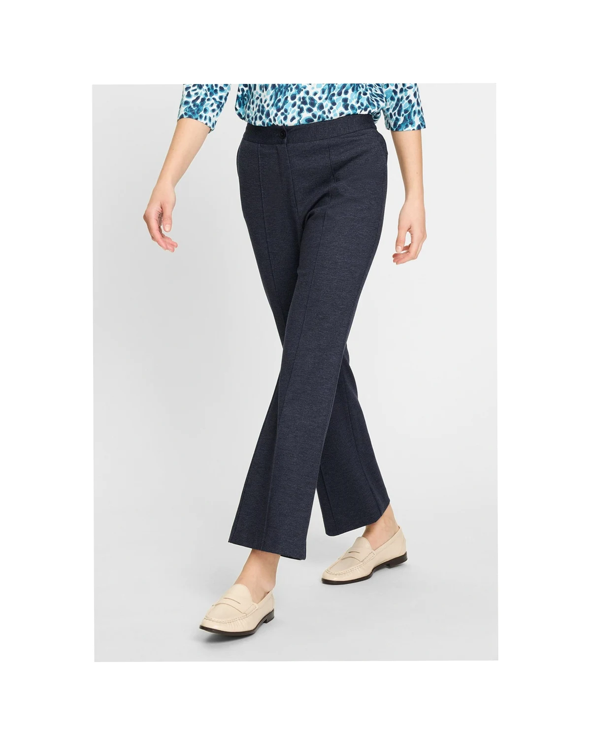 Mona Fit Bootcut Leg Denim Look Cropped Trouser