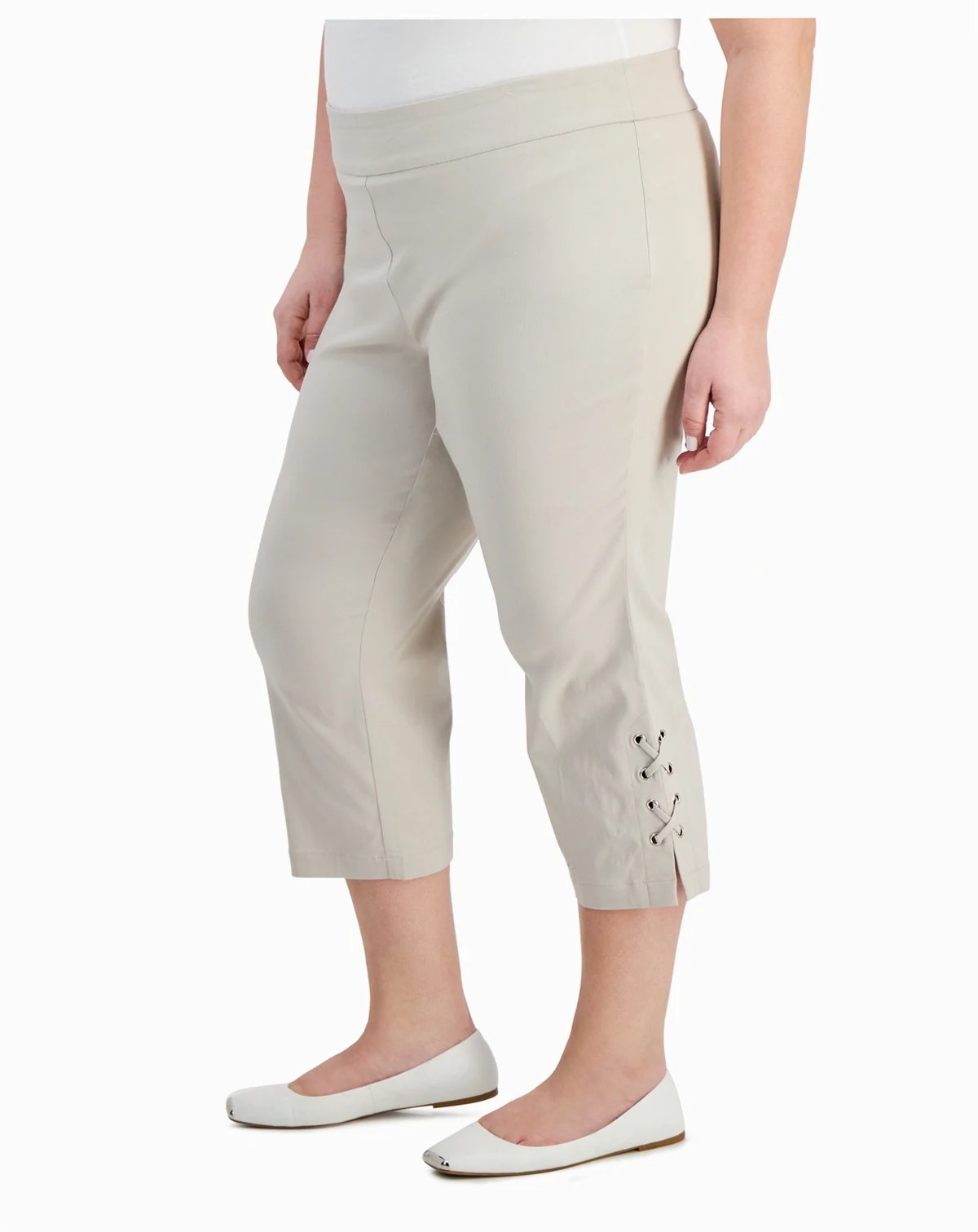 Plus Size Side Lace-Up Capri Pants, Created for Macy's