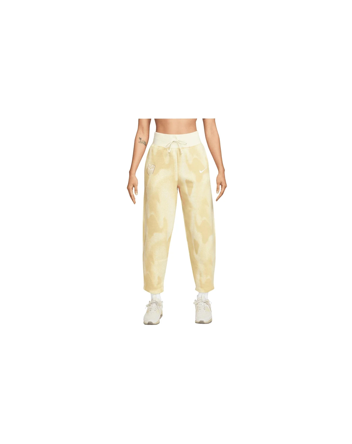 Women's Cream USMNT Phoenix Fleece High-Waisted Curve Pants