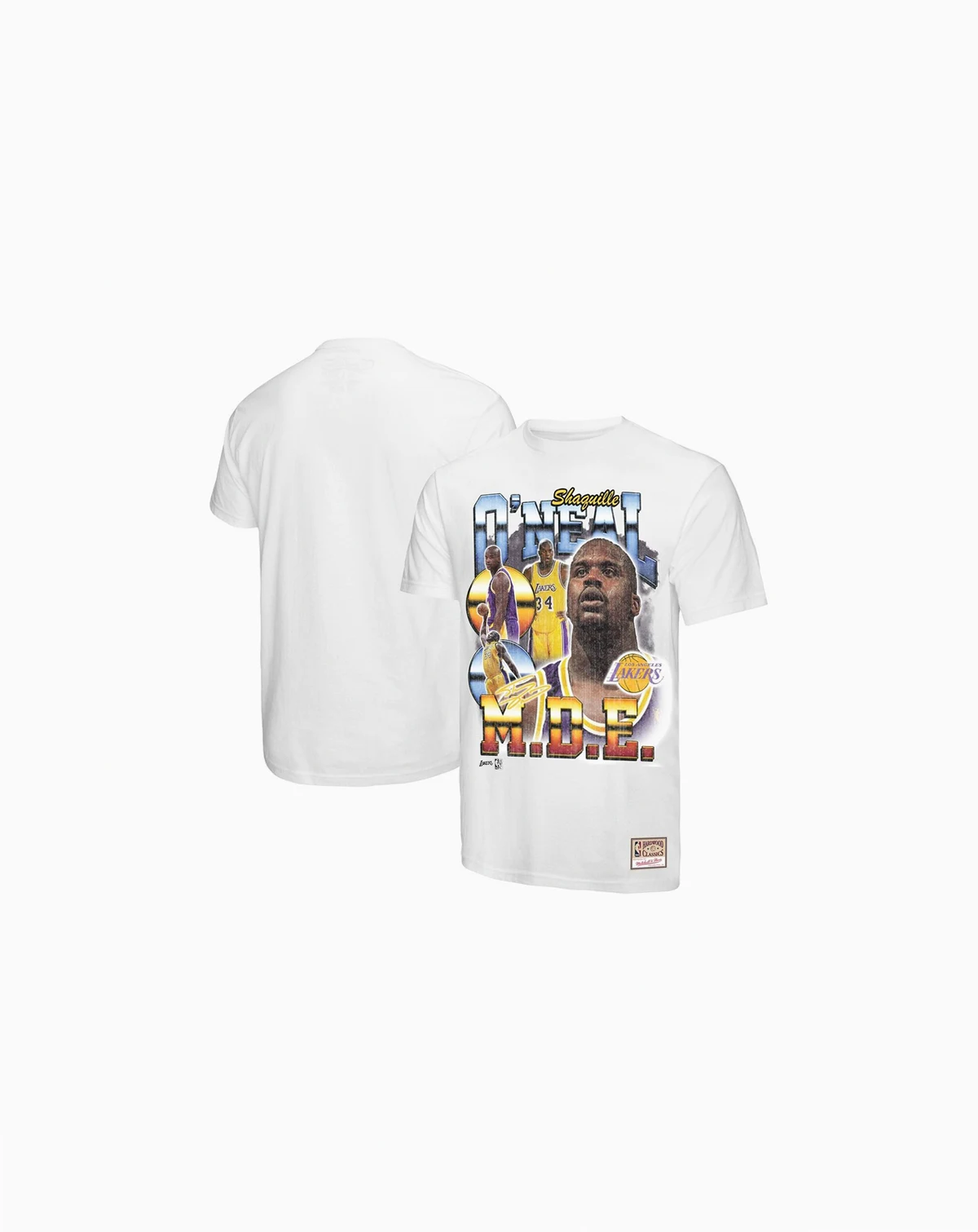 Men's Shaquille O'Neal White Los Angeles Lakers Commemorative Collage T-Shirt