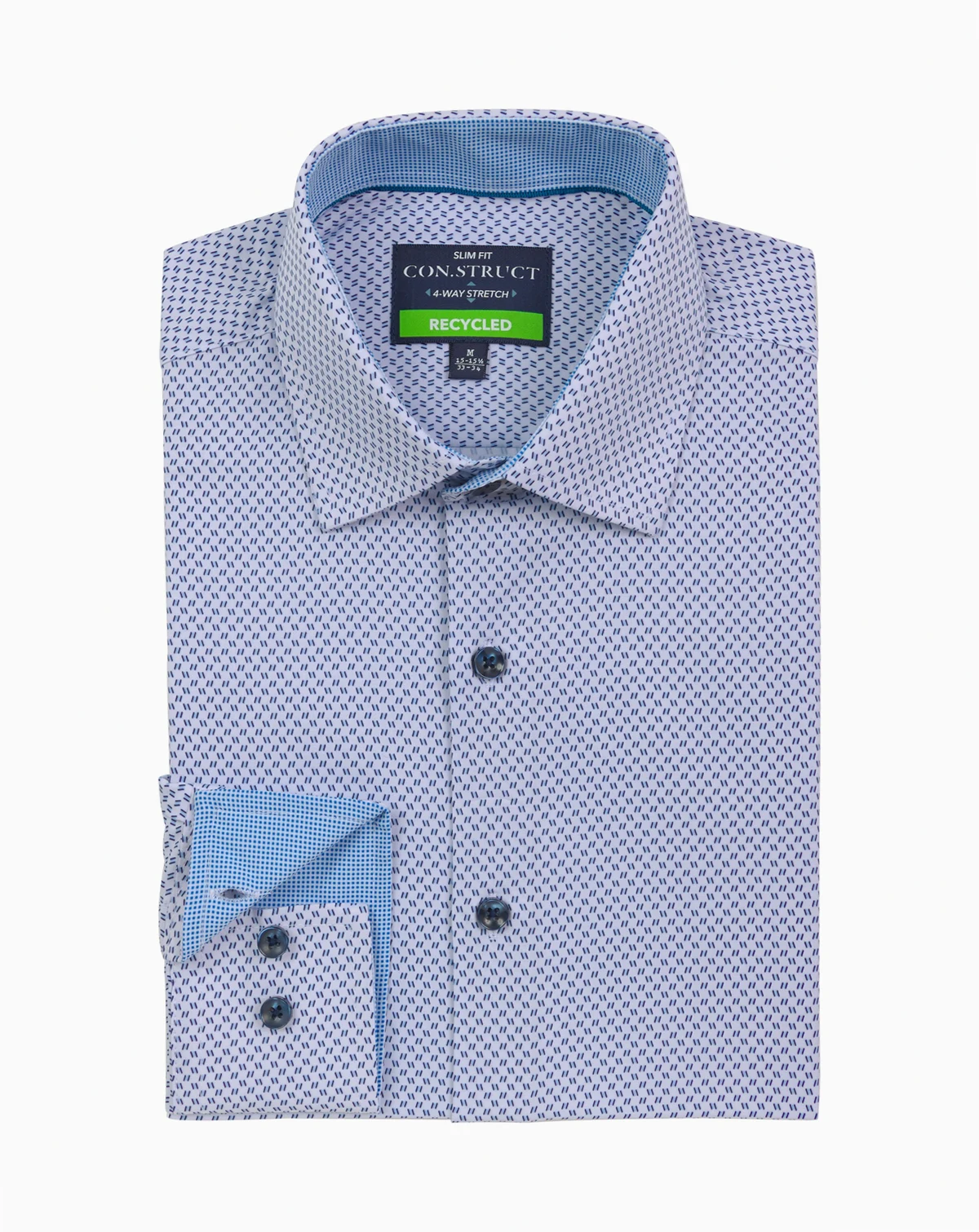 Men's Recycled Slim Fit Zig Zag Performance Stretch Cooling Comfort Dress Shirt