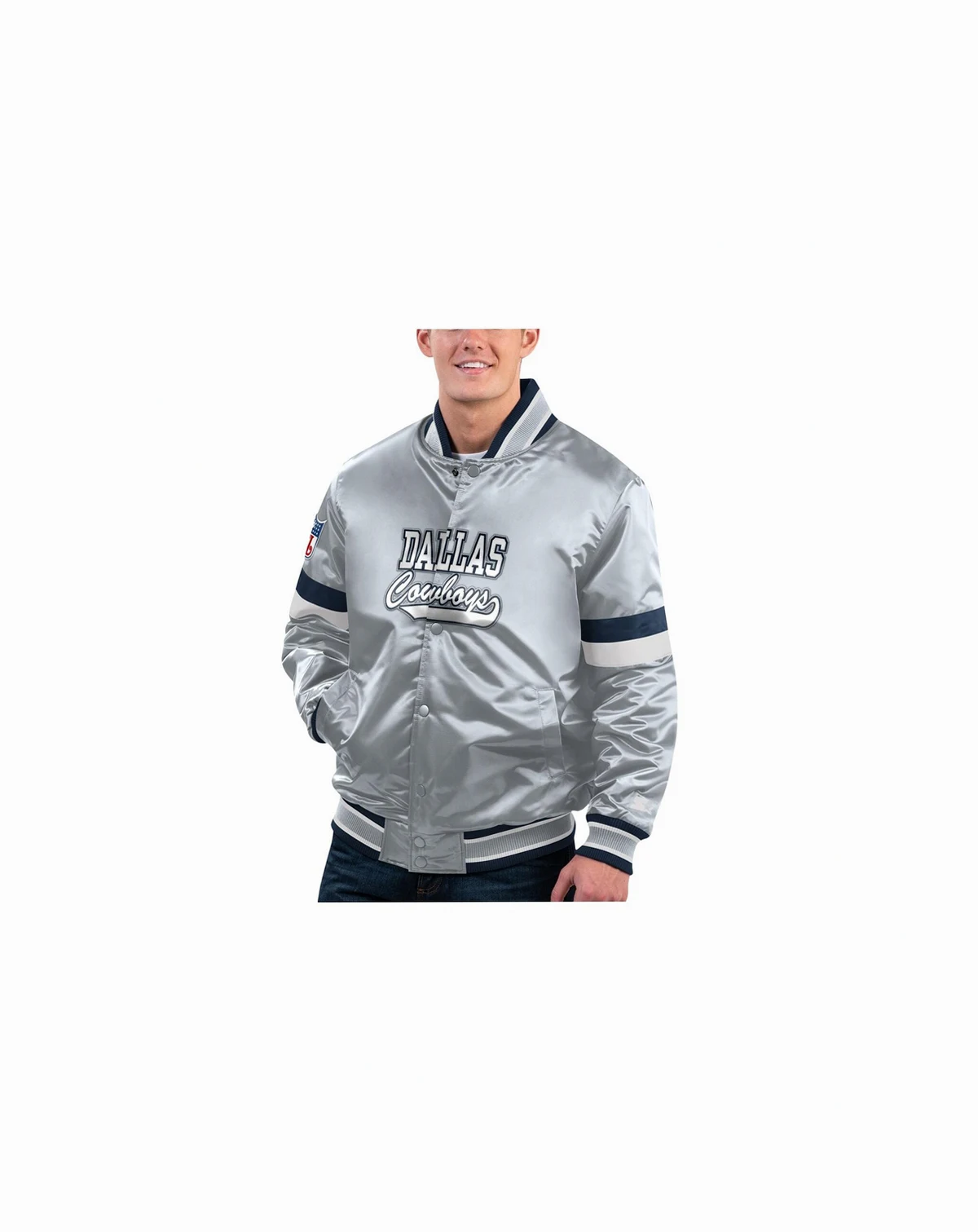 Men's Gray Dallas Cowboys Home Game Satin Full-Snap Varsity Jacket