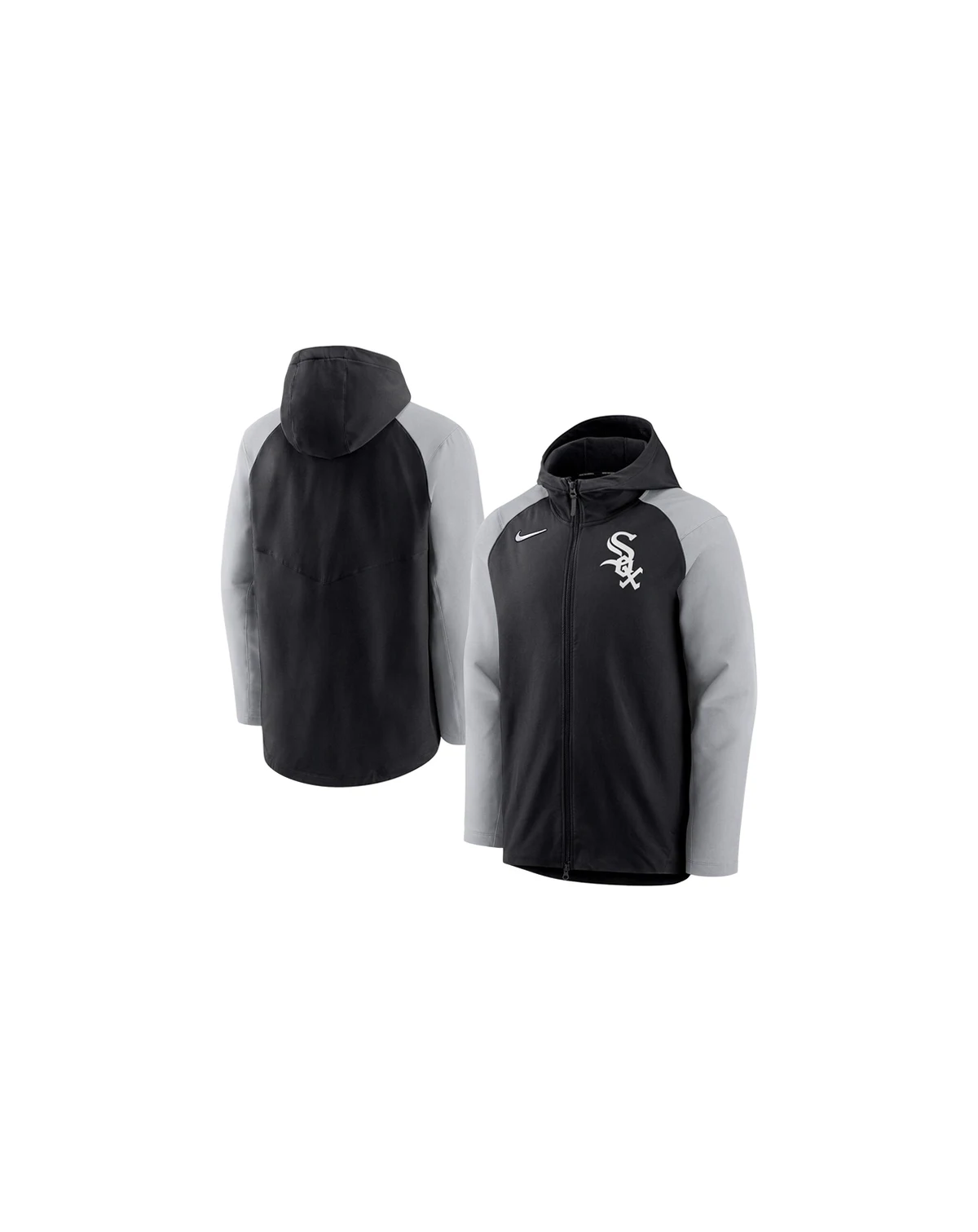 Men's Black and Gray Chicago White Sox Authentic Collection Full-Zip Hoodie Performance Jacket
