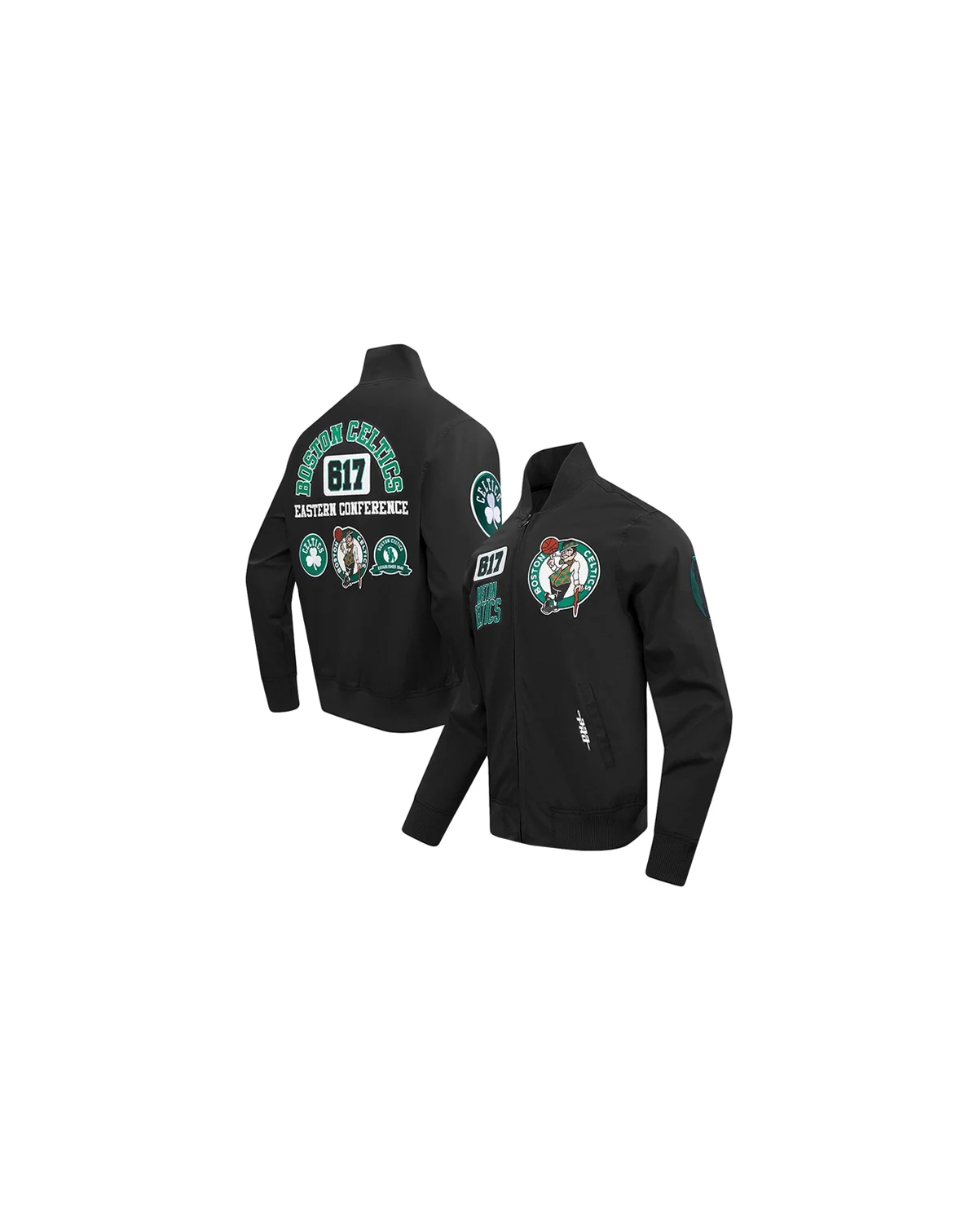 Men's Black Boston Celtics Area Code Twill Full-Zip Jacket