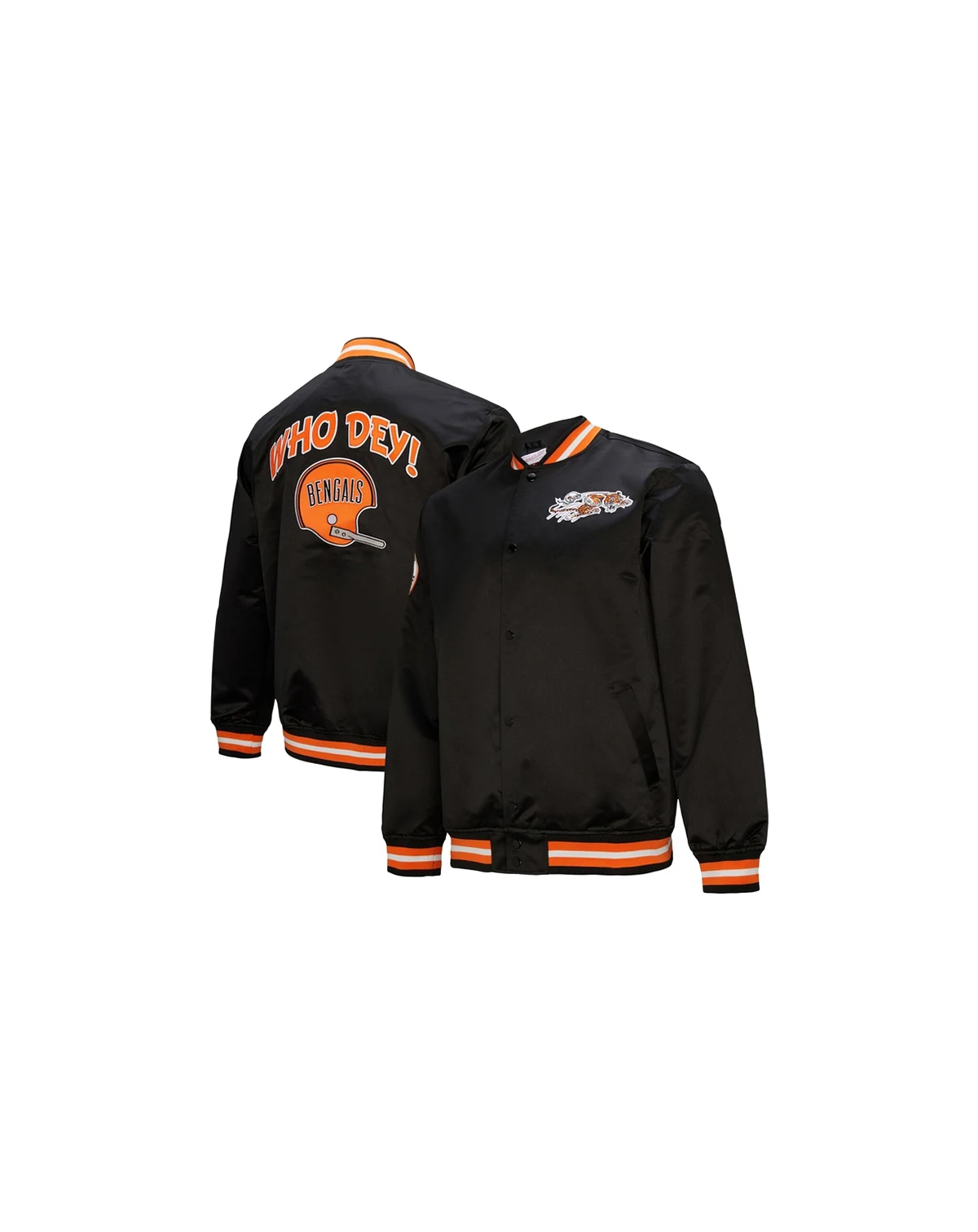 Men's Black Cincinnati Bengals Double Down Satin Full-Snap Jacket