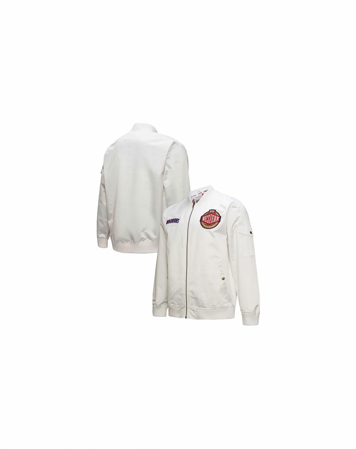 Men's White Golden State Warriors Hardwood Classics Nights Team Leader Satin Full-Zip Jacket