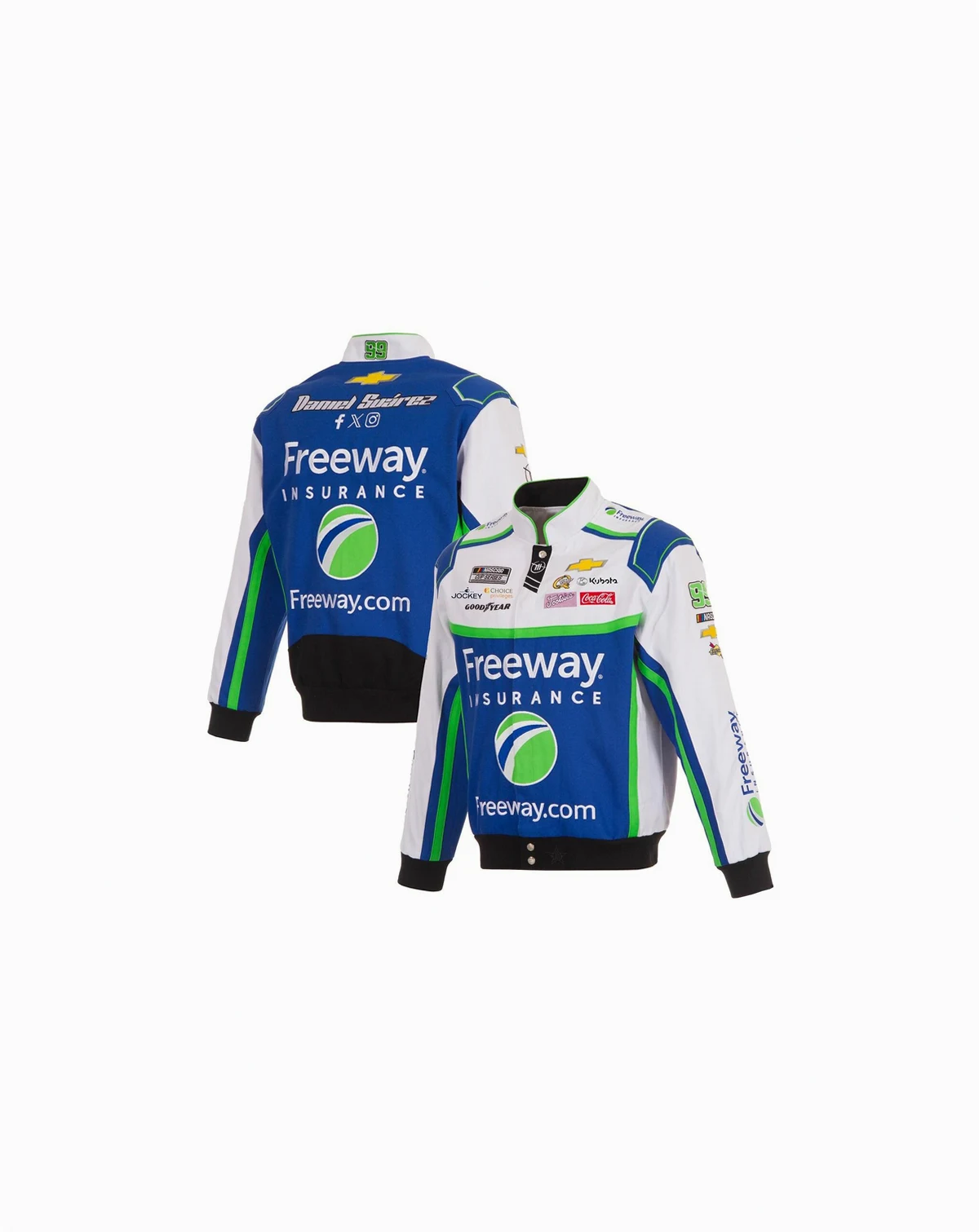 Men's Royal/White Daniel Suarez Freeway Insurance Full-Snap Twill Uniform Jacket