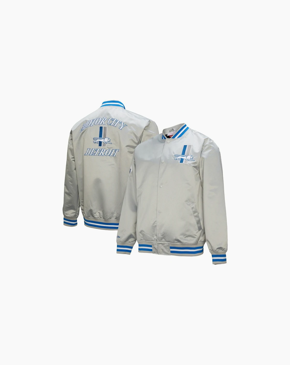 Men's Gray Detroit Lions Double Down Satin Full-Snap Jacket