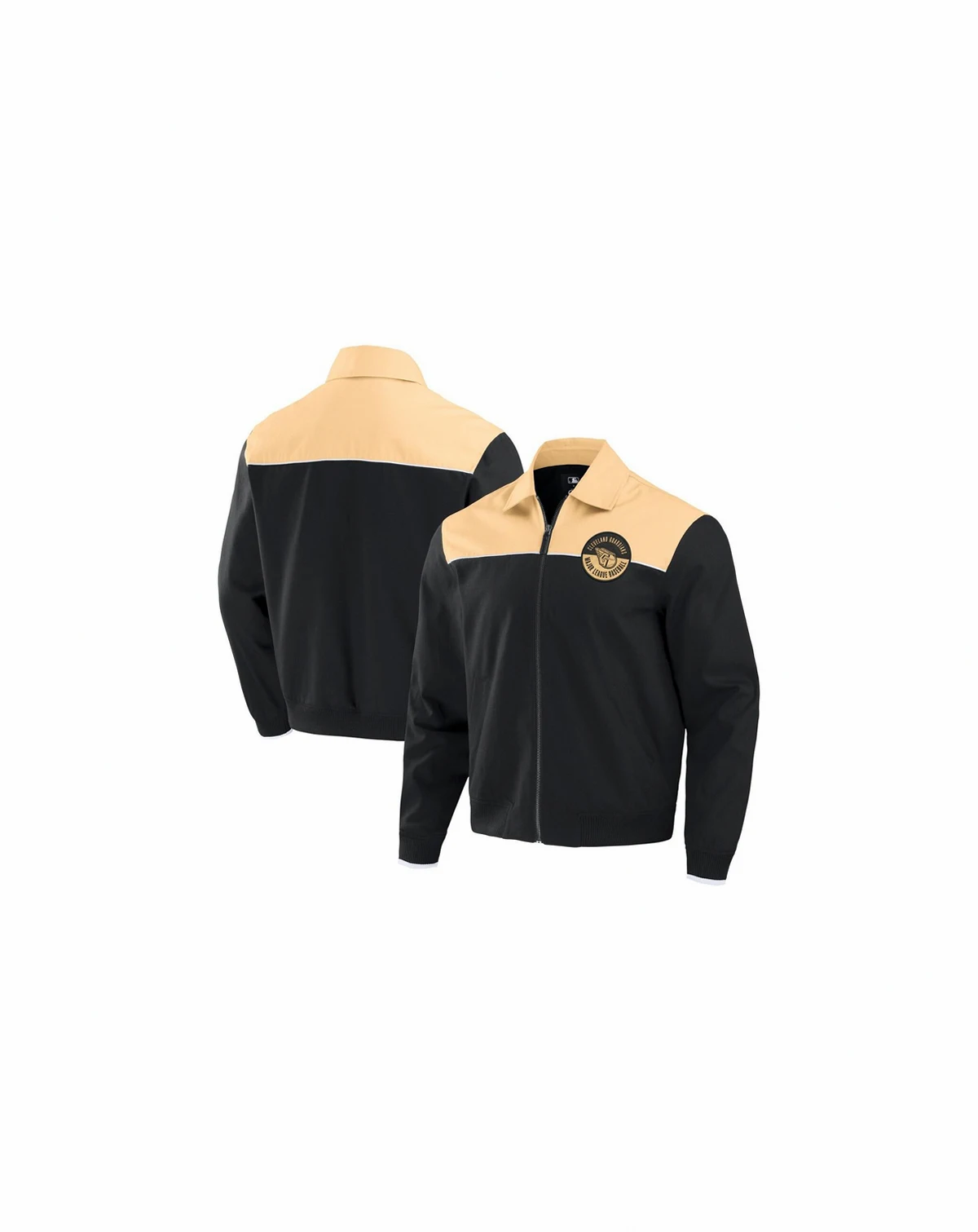 Darius Rucker Collection by Men's Black/Tan Cleveland Guardians Canvas Bomber Full-Zip Jacket