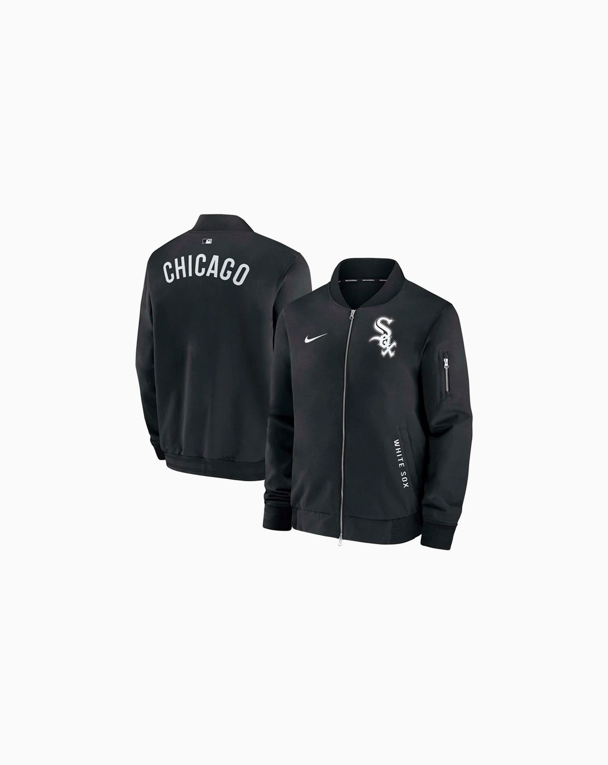 Men's Black Chicago White Sox Authentic Collection Dugout Full-Zip Bomber Jacket
