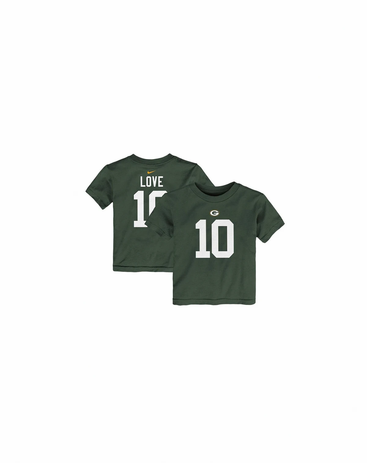Toddler Boys and Girls Jordan Love Green Green Bay Packers Player Name and Number T-shirt