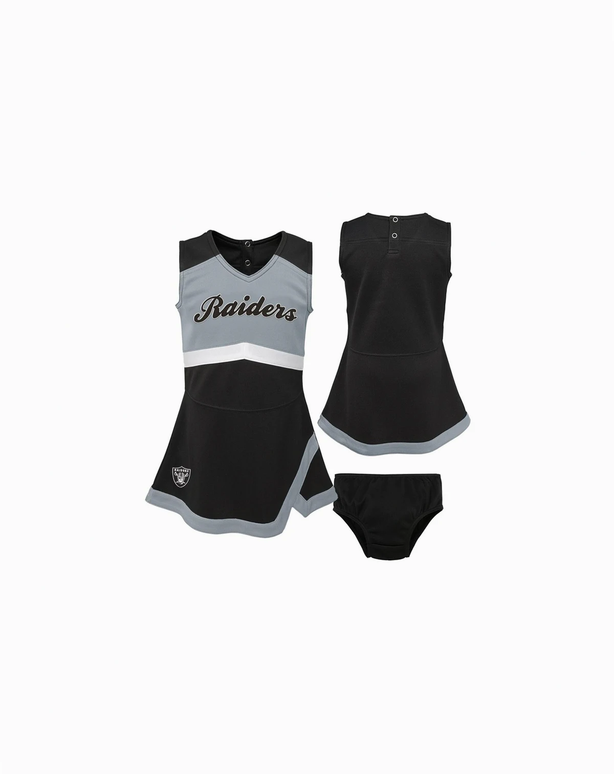 Girls Toddler Black Las Vegas Raiders Cheer Captain Dress with Bloomers